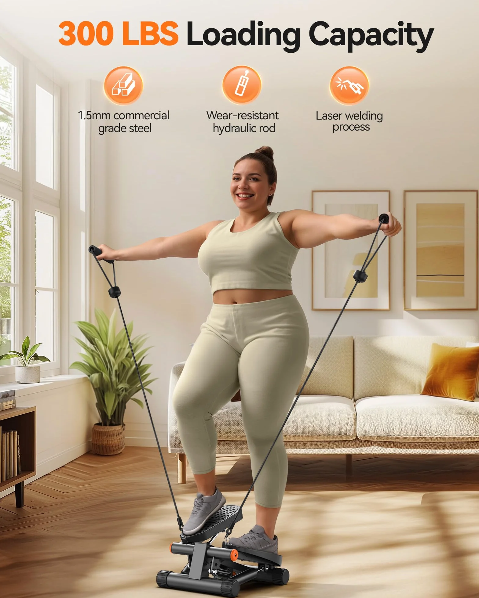 Niceday Steppery do ćwiczeń, stepper schodowy z taśmami oporowymi, mini stepper o udźwigu 136 kg, hydrauliczny stepper fitness z monitorem LCD