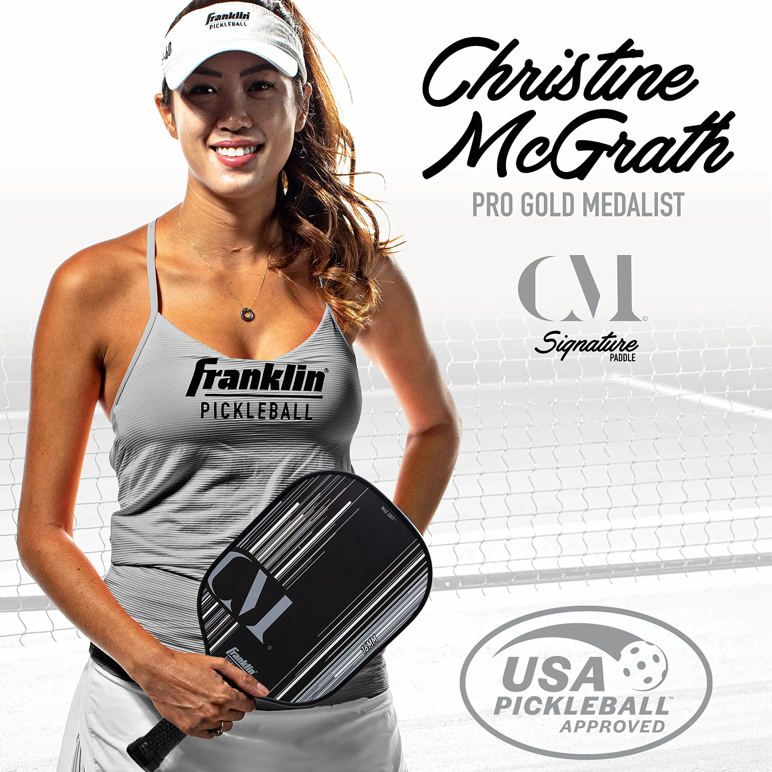 Franklin Sports Pro Pickleball Paddle - Pro Tournament Pickleball Paddle - Extra Grip MaxGrit Technology - Christine McGrath Pickleball Paddle