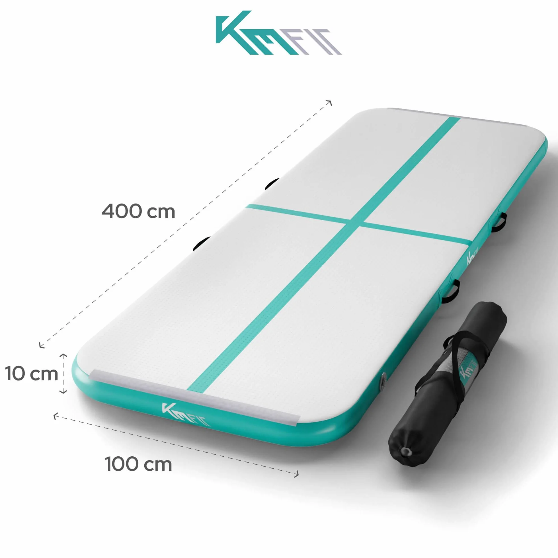 KM Fit Airtrack Nadmuchiwana mata gimnastyczna 4m z pompką i zestawem naprawczym Odporny na UV