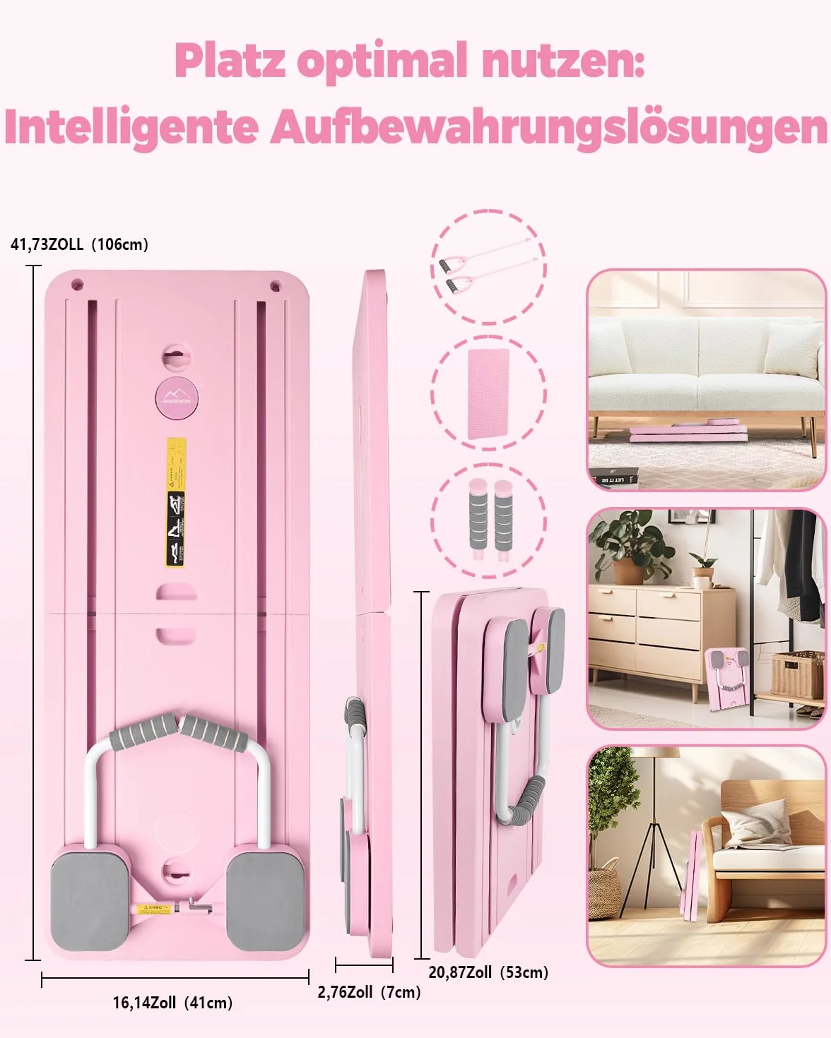 Pilates Board Reformer-Set 23 kg Rückprallkraft Faltbares Pilatesgerät Knieschutz Videoanleitung