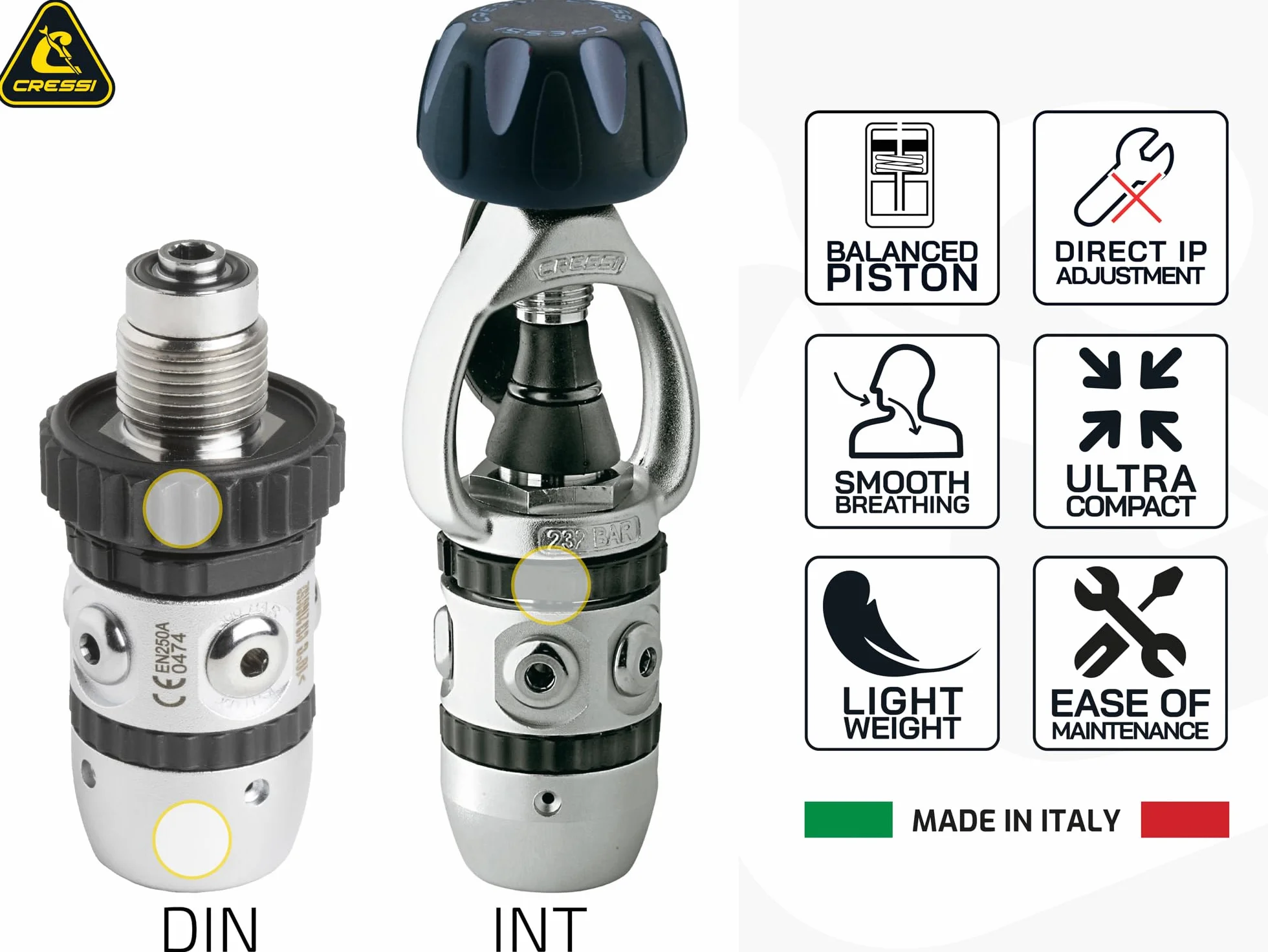 Cressi AC2 / Compact & Octopus XS - zestaw regulatora nurkowania wysokiej jakości