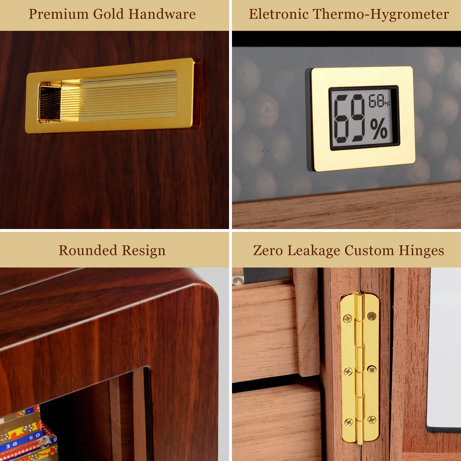 Humidor na cygara Marvero ręcznie robiona skrzynka na cygara, humidor na cygara, skrzynka z cedrowego drewna na 300 cygar z dokładnym higrometrem, nawilżacz do humidoru. Prezenty dla miłośników cygar.