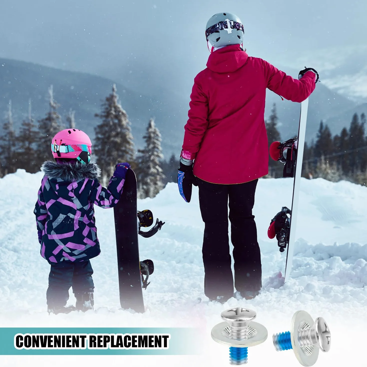 Zestawów Srub do Wiazania Snowboardu, Sruby Mocujace Snowboard ze Stali Nierdzewnej z Podkladkami Antyposlizgowymi do Sprzetu Zamiennego do Snowboardu Sportowego