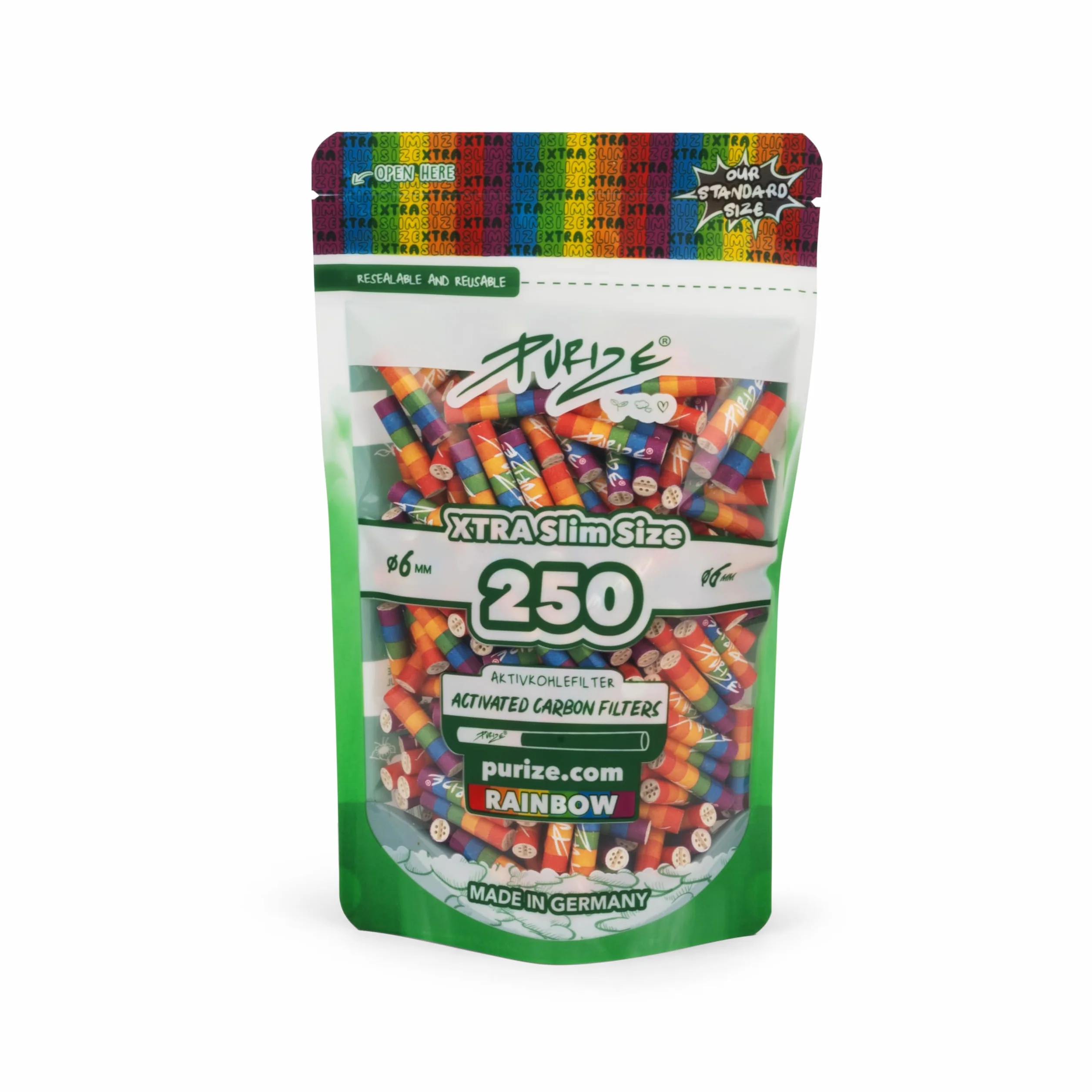Xtra Slim worki z końcówkami filtra z węglem aktywnym marki Purize (x250) - 250 szt. - tęcza
