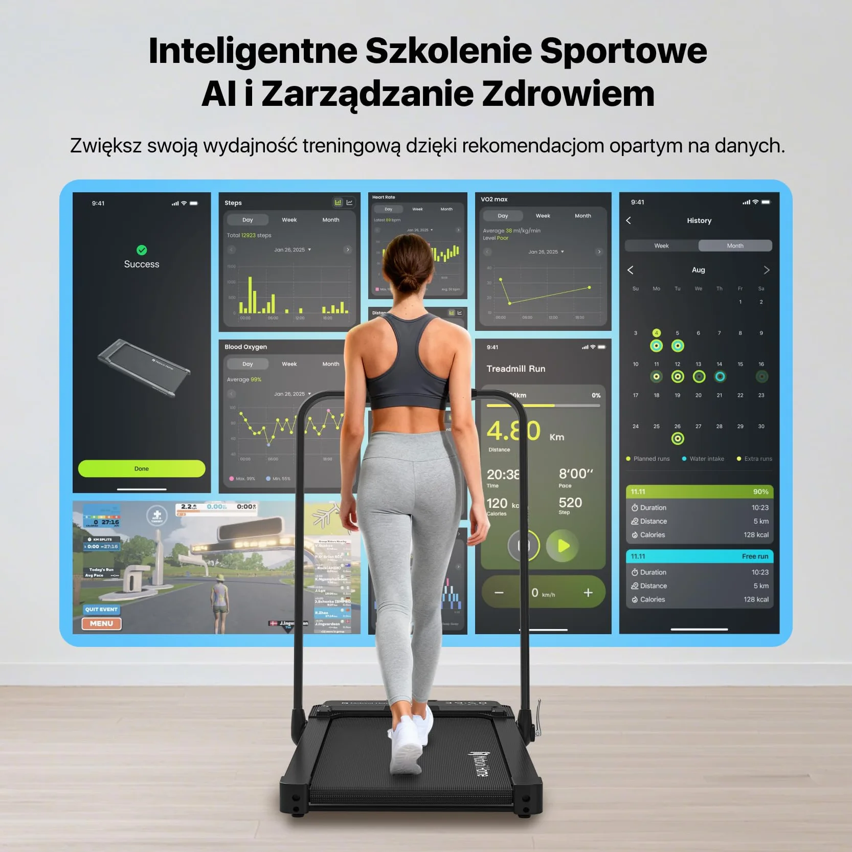 Mobvoi Home Treadmill Plus 3 w 1 składana bieżnia Walking Pad 2,5 KM Kompaktowa maszyna do biegania pod biurkiem do domu i biura Zdalne sterowanie Wyświetlacz LED Głośnik Duża 120 kg 12 km/h