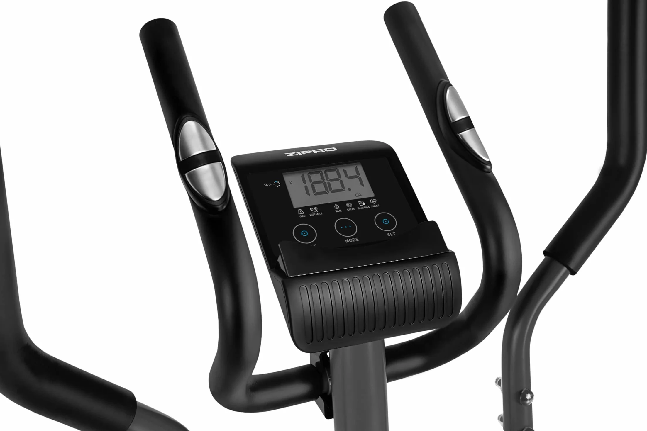 ZIPRO Shox RS Orbitrek Magnetyczny - Domowy Rowerek Eliptyczny z Kółkami Transportowymi - 8 Poziomów Oporu - Wielofunkcyjny Komputer z Wyświetlaczem LCD i Sensorami Pulsu - Piankowe Uchwyty