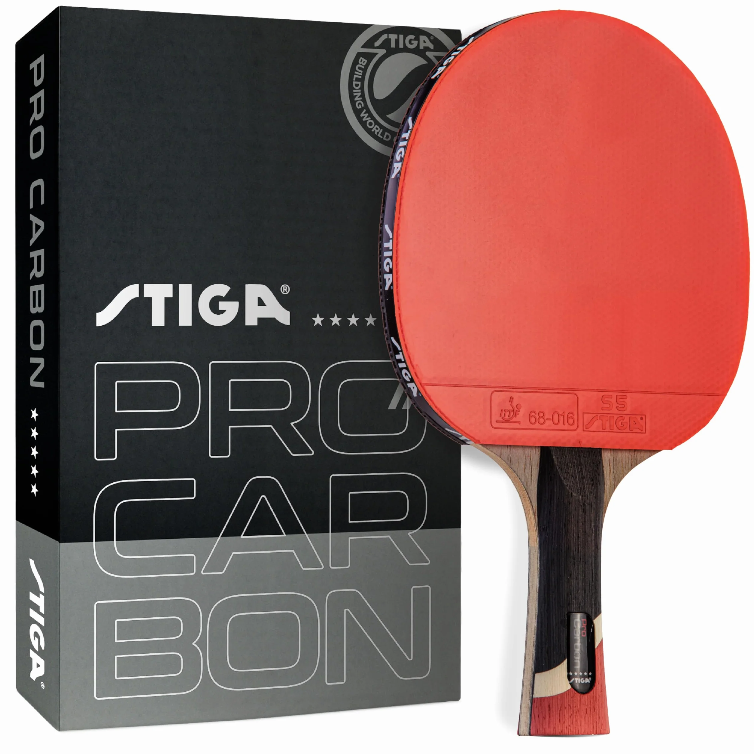 STIGA Pro Carbon rakieta do tenisa stołowego z technologią węglową czerwona niebieska