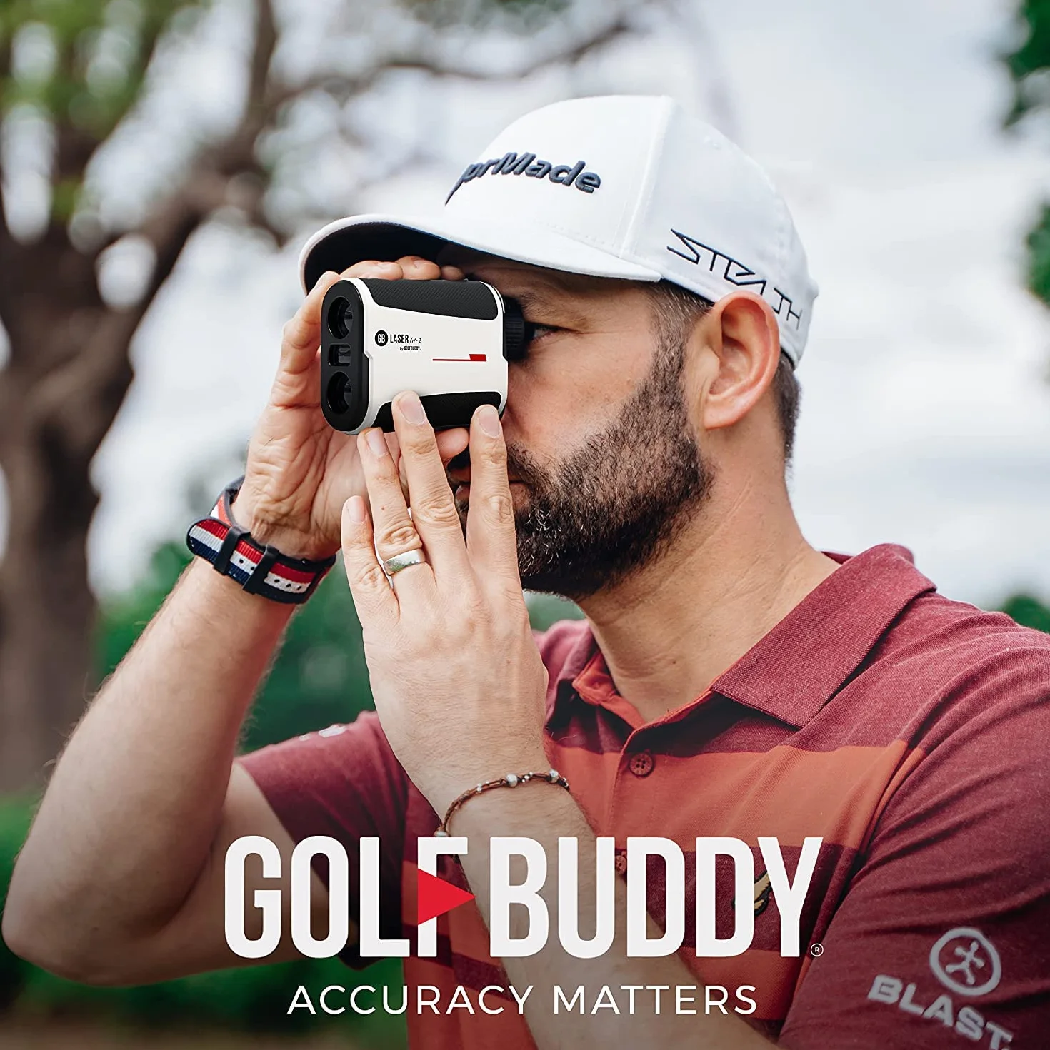 GolfBuddy Dalmierz GB LASER Lite 2 z funkcją włączania/wyłączania nachylenia — 800 jardów z futerałem