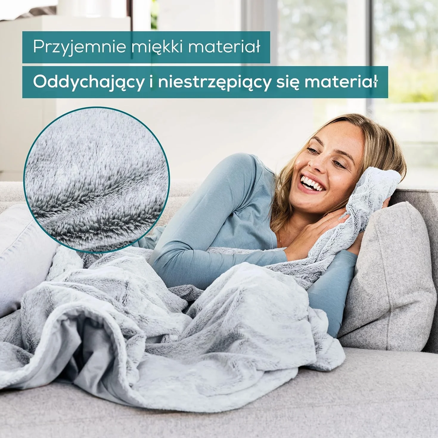 Beurer HD 75 Nordic Grey koc rozgrzewający, wykonany z materiału pochodzącego z recyklingu, 6 ustawień temperatury, można prać w pralce, z automatycznym wyłączaniem, 180 x 130 cm