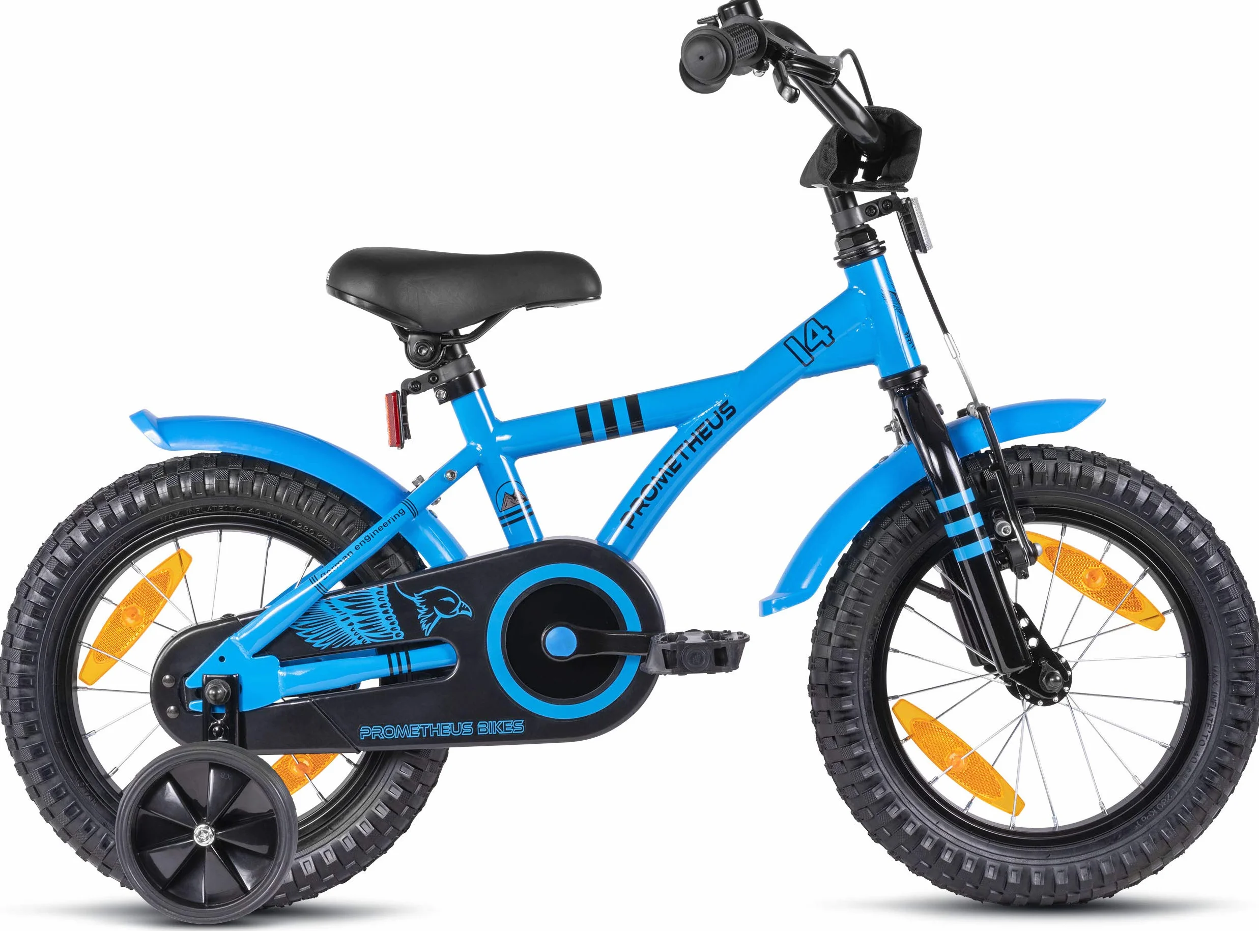 PROMETHEUS BICYCLES rower dziecięcy 14" dla dzieci z kółkami podporowymi hamulcem obrotowym niebieski
