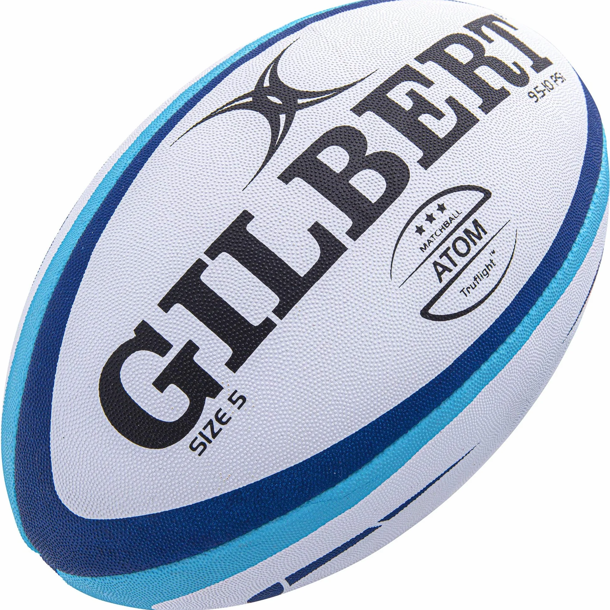 Gilbert Atom Piłka do rugby, niebieska, rozmiar 5, zgodna ze specyfikacjami World Rugby