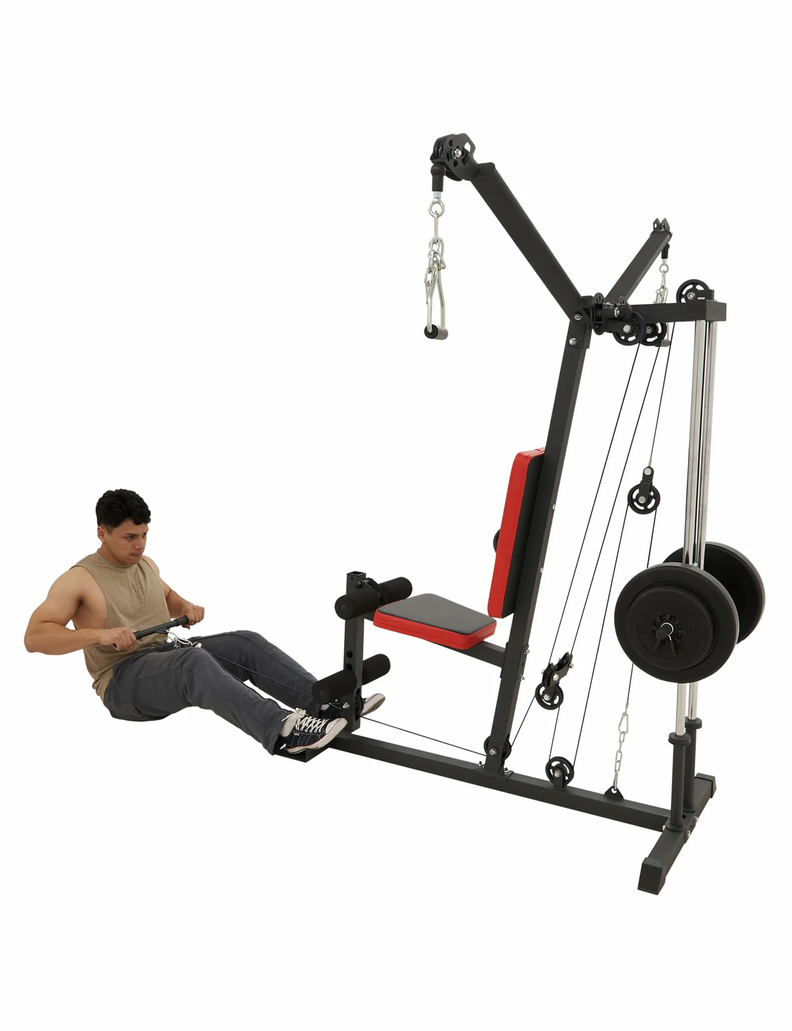 Train Hard Kompaktowa stacja kulturystyczna z regulowanymi ramionami i obciążeniem 45 kg