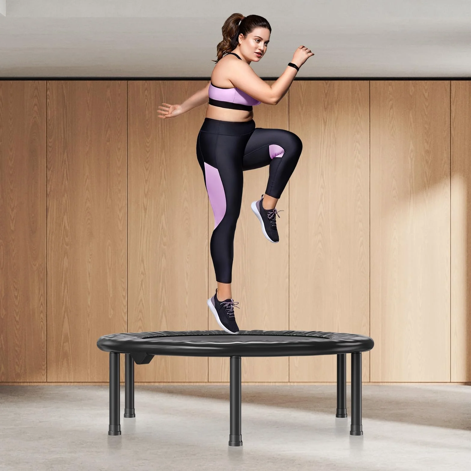 VEVOR Mini składana trampolina fitness 934 mm trampolina do ćwiczeń maksymalne obciążenie 100 kg mała stabilna i cicha trampolina do ćwiczeń do treningu w pomieszczeniach lub w ogrodzie