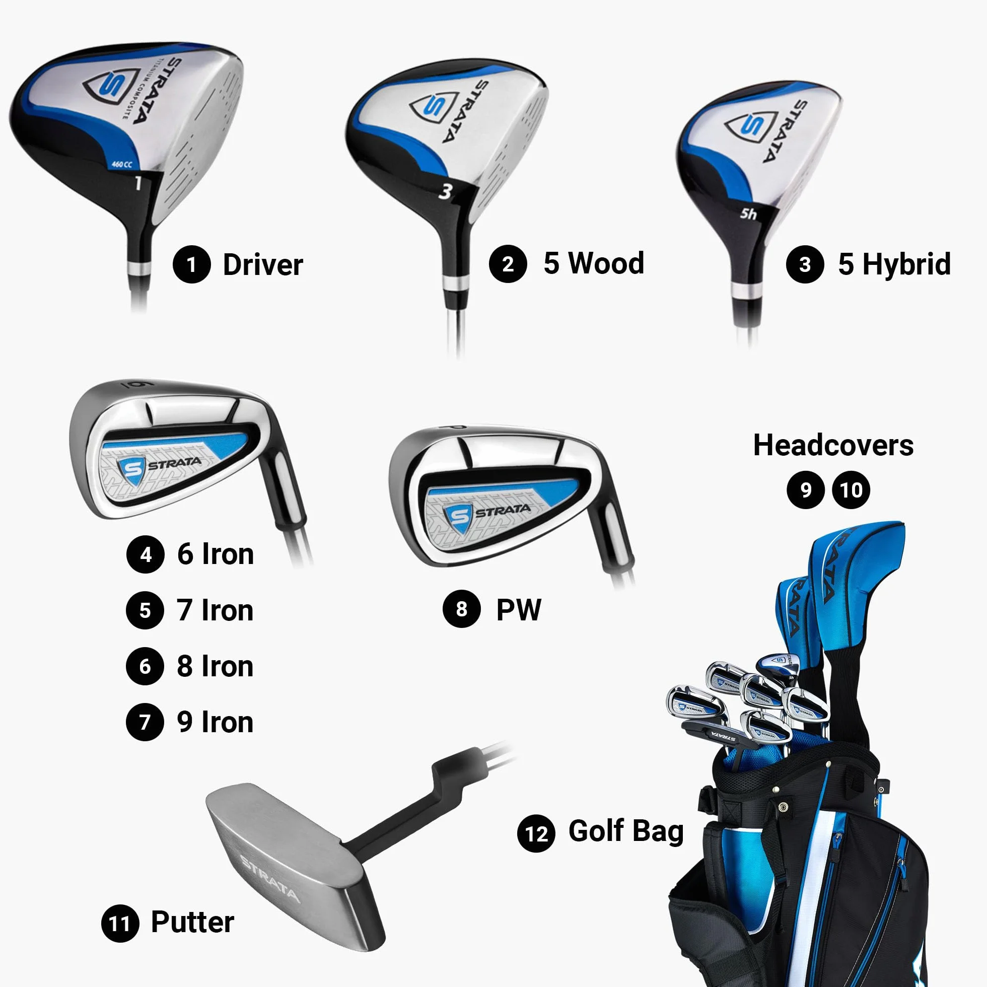 Strata Zestaw męskich kijów golfowych