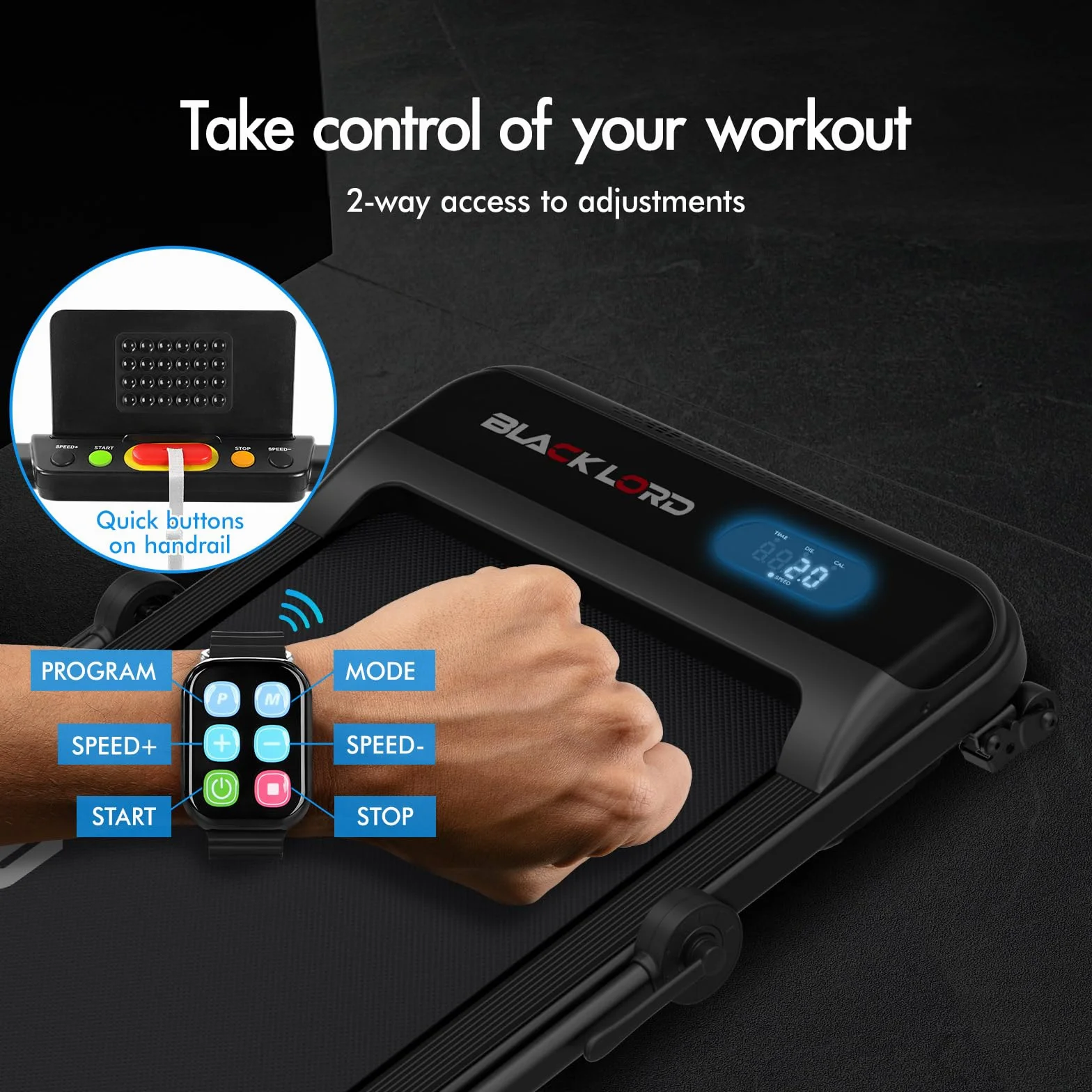 BLACK LORD Bieżnia treningowa 3,2 HP 4% nachylenia Bluetooth