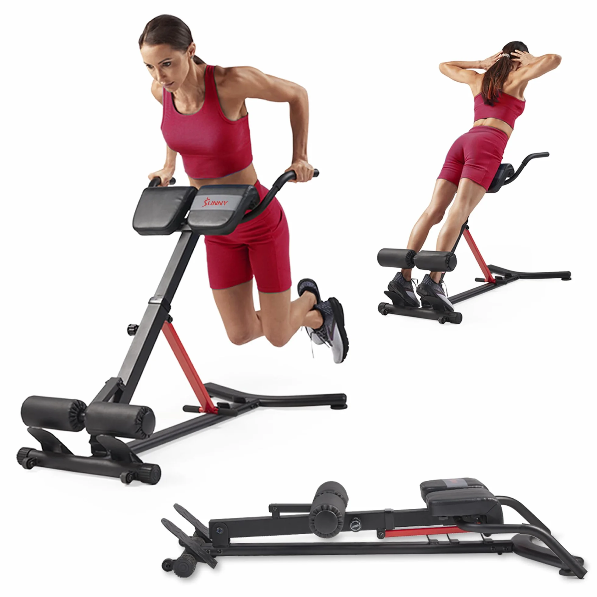 Sunny Health & Fitness Stacja Unisex-SF-BH620062 Rzymskie krzesło z funkcją dipów, czarny, jeden rozmiar