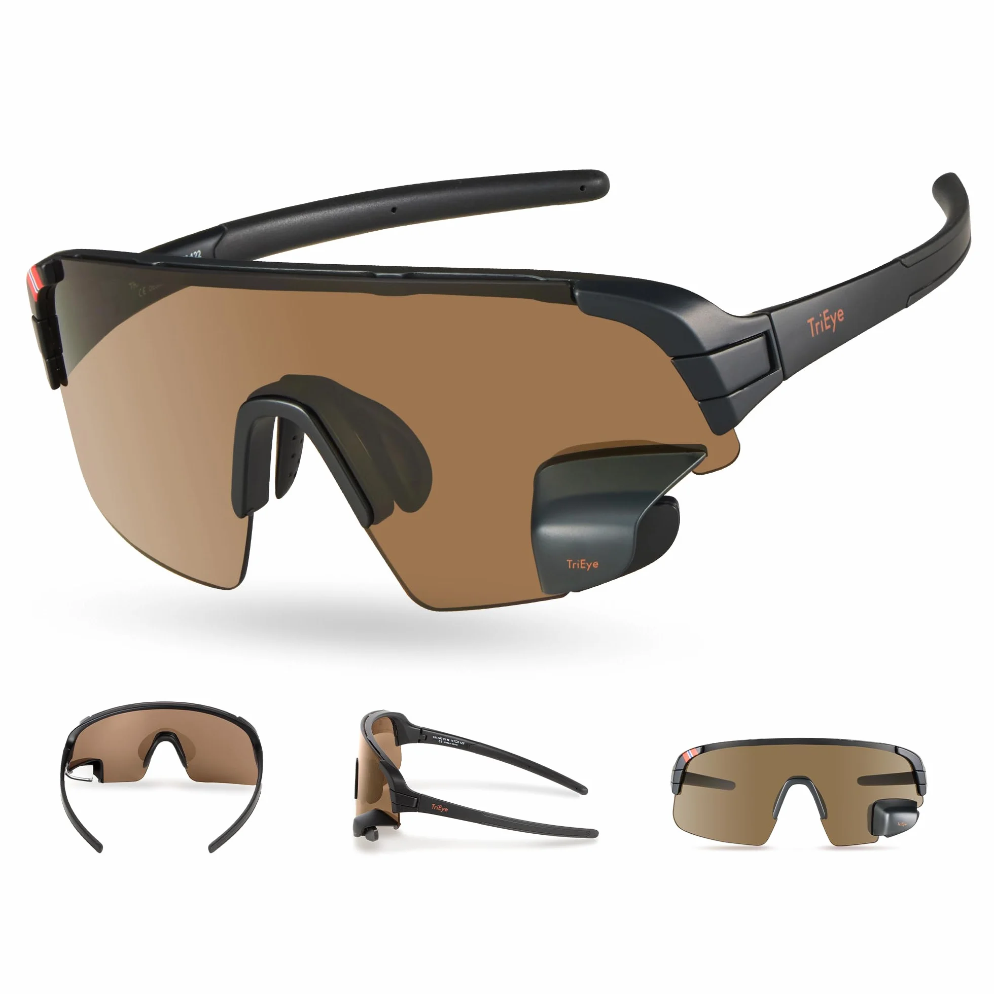 TriEye View Sport Okulary Sportowe Regulowane lusterko Oprawka TR90 Soczewki UV400 Lekkie Wygodne