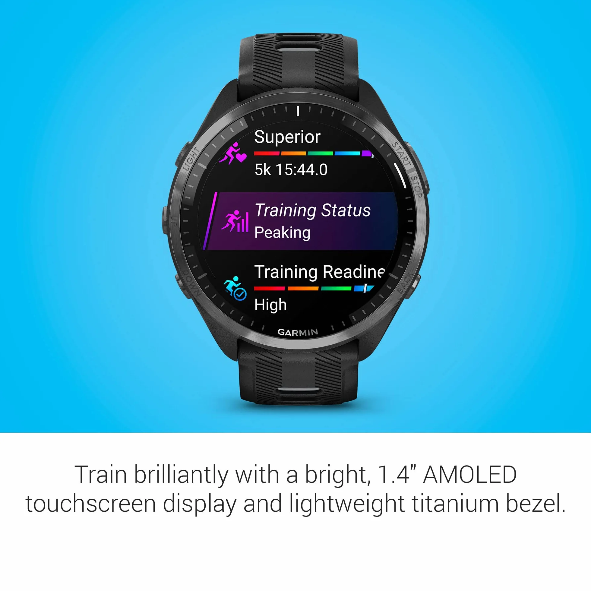 Garmin Forerunner® 965 Inteligentny zegarek do biegania, kolorowy wyświetlacz AMOLED, pomiary treningu i informacje o odzyskiwaniu, czarny i pudrowo-szary, 010-02809-00