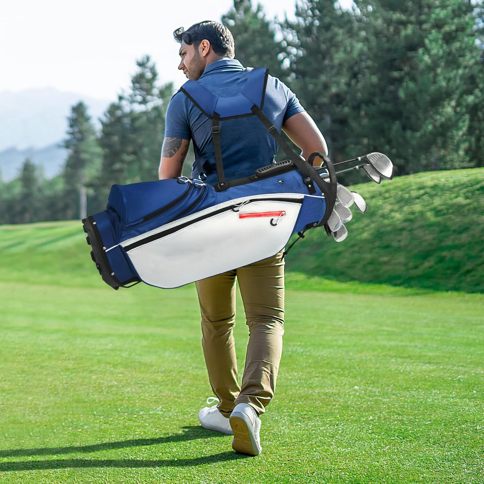 LIFEZEAL Męski zestaw kijów golfowych przenośny 7 przegródek dla praworęcznych