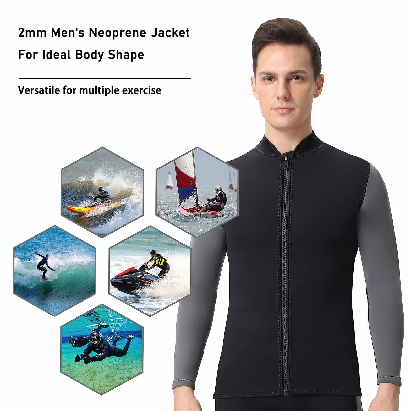 Kombinezon neoprenowy 2 mm 3 mm damski męski z długim rękawem przedni zamek błyskawiczny