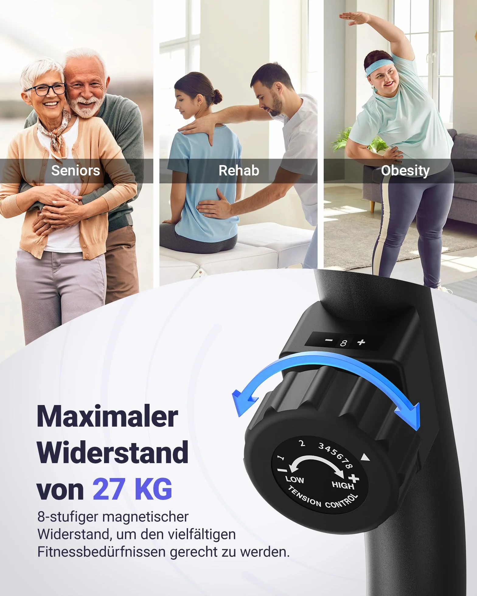 MERACH Domowy ergometr do leżenia z funkcją Smart Bluetooth i ekskluzywną łącznością z aplikacją, LCD, uchwytem pomiaru tętna, magnetyczne urządzenia do leżenia S08