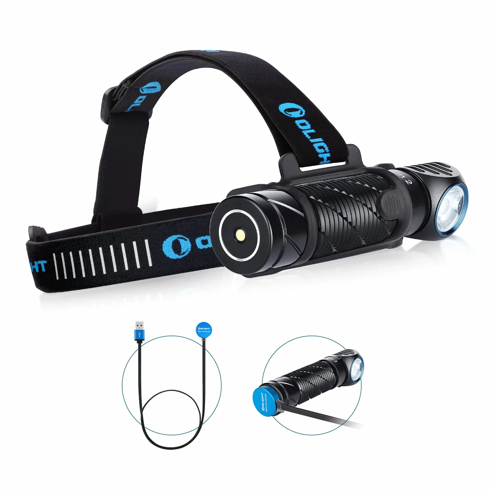 OLIGHT Perun 2 latarka czołowa LED, ładowalna, 2500 lumenów, 166 metrów, lampa czołowa na kemping, sport, praca, wędkarstwo, awaryjne itp., wodoodporna, IPX8, czarna