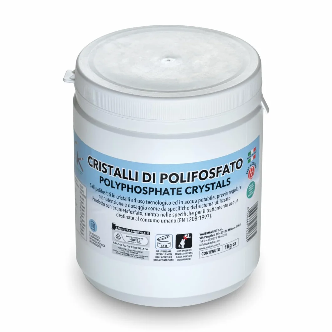 WK - Polifosforany do kotła, uniwersalne opakowanie uzupełniające z 1 puszką kryształów, 1 kg do filtracji wody, działa jako ochrona przed osadzaniem się kamienia i korozji