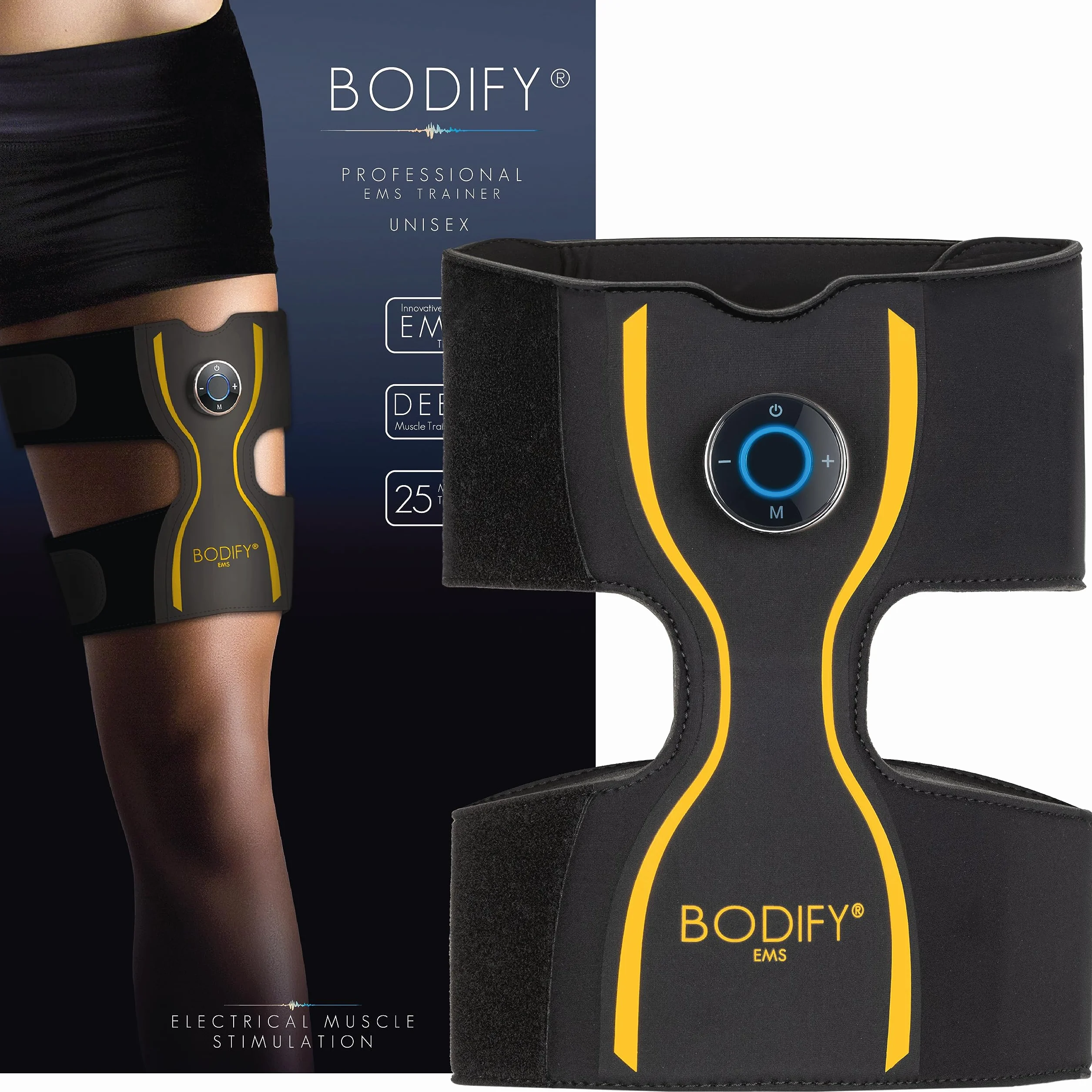 Bodify® EMS Leg Trainer Pro – Ukierunkowana aktywacja mięśni nóg! – Aktywacja mięśni – Trening EMS – Trening mięśni nóg – dla mężczyzn i kobiet ORYGINAŁ