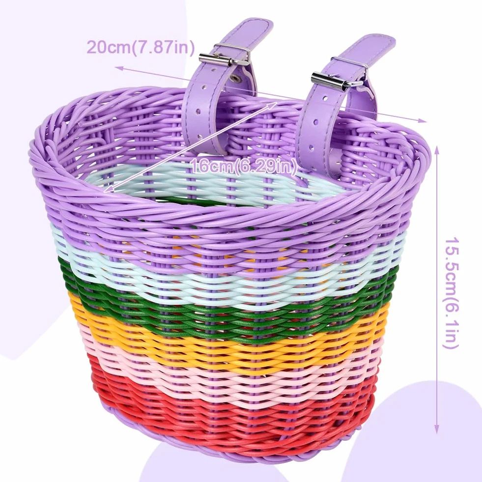 flintronic Kosz rowerowy dla dzieci, ręcznie pleciony, dla dziewczynek, chłopców, dzieci, z akcesoriami rowerowymi