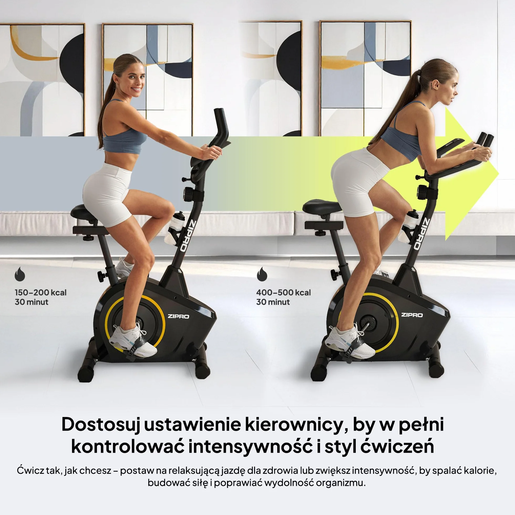 ZIPRO Rower Treningowy z 8 Stopniowym Oporem Magnetycznym, Pomiarem Pulsu, Wyświetlaczem LCD, Uchwytem na Telefon, Regulowanym Siodełkiem i Kierownicą, Rower Domowy do Treningu Cardio (Boost)