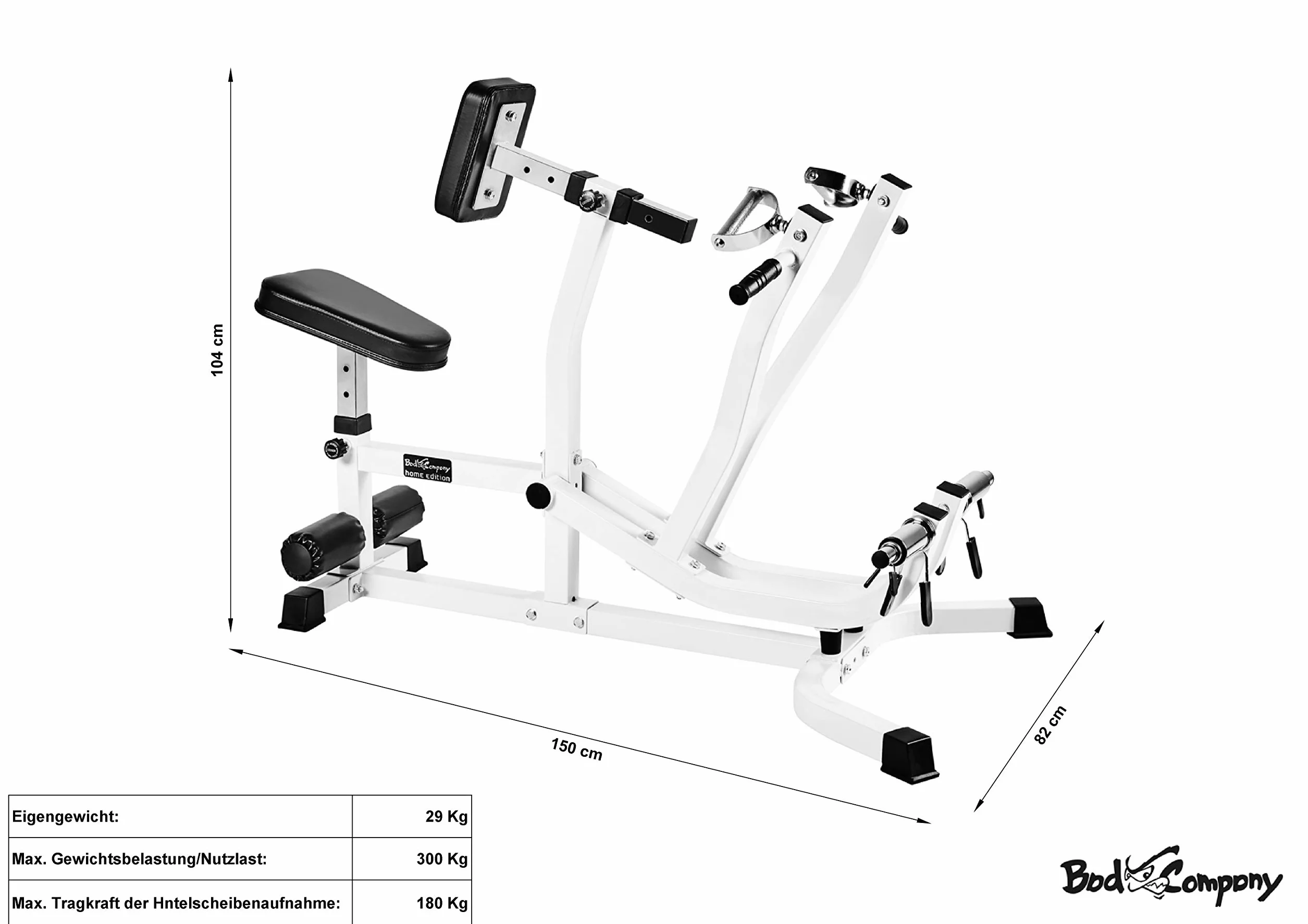 Bad Company Vogatore Seduto a Bracci Separati I Vogatore con Sedile per l?Allenamento in Home Gym I BCA-28