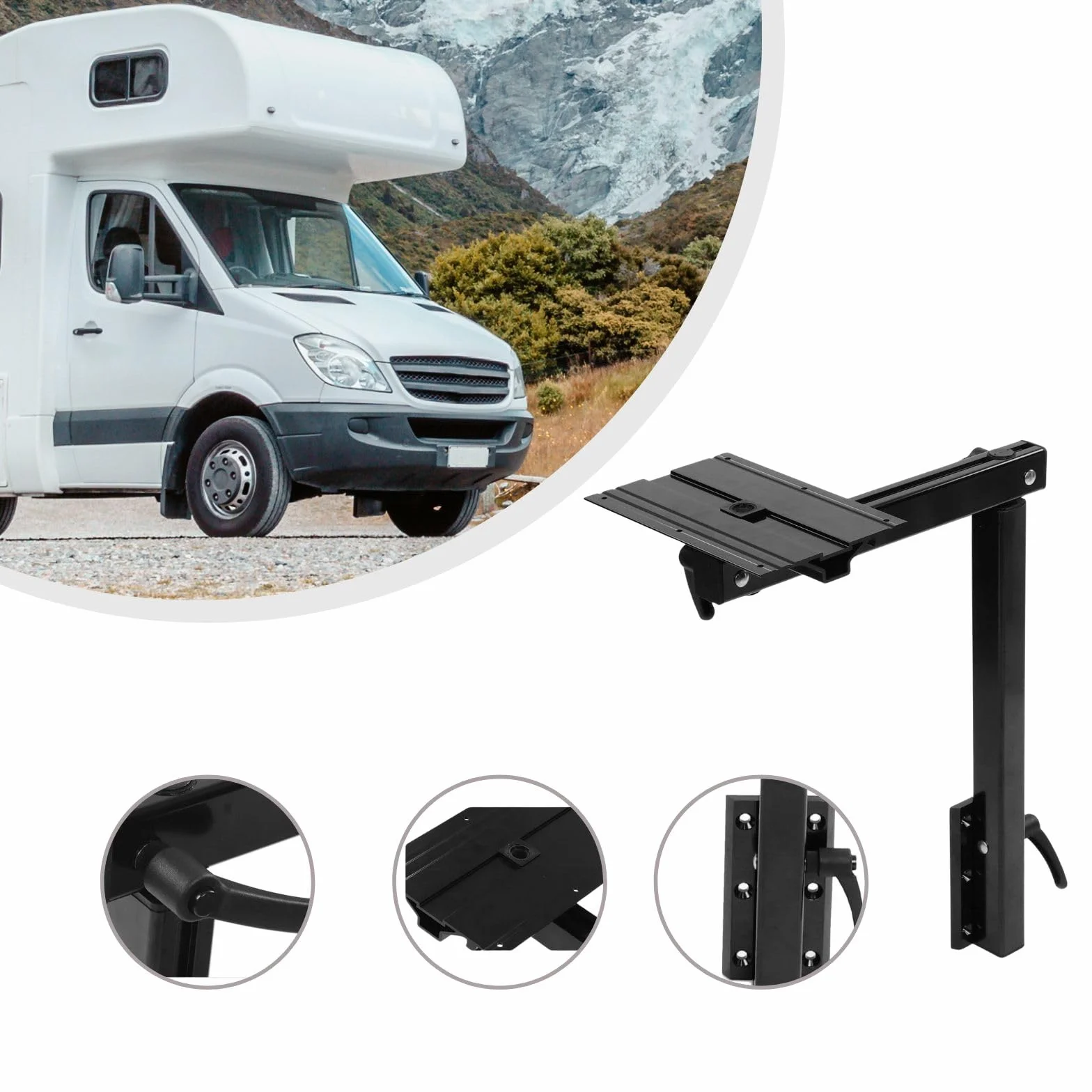 Marvix Abnehmbares 360 Grad drehbares Tischbein, schwarz, abnehmbare Basis, Befestigung für Wohnmobil, Wohnmobil, Boot
