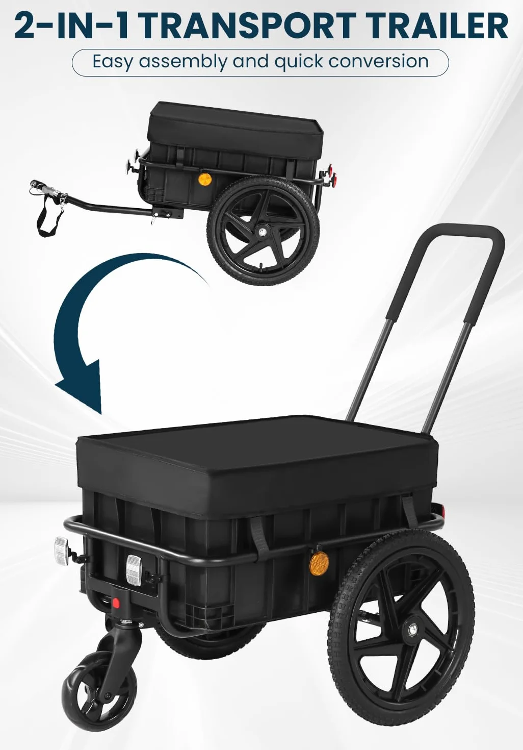 Przyczepa rowerowa 2 w 1, przyczepka rowerowa z uchwytem przesuwnym, stabilna żelazna rama, opony pneumatyczne 40 cm, obciążenie do 40 kg
