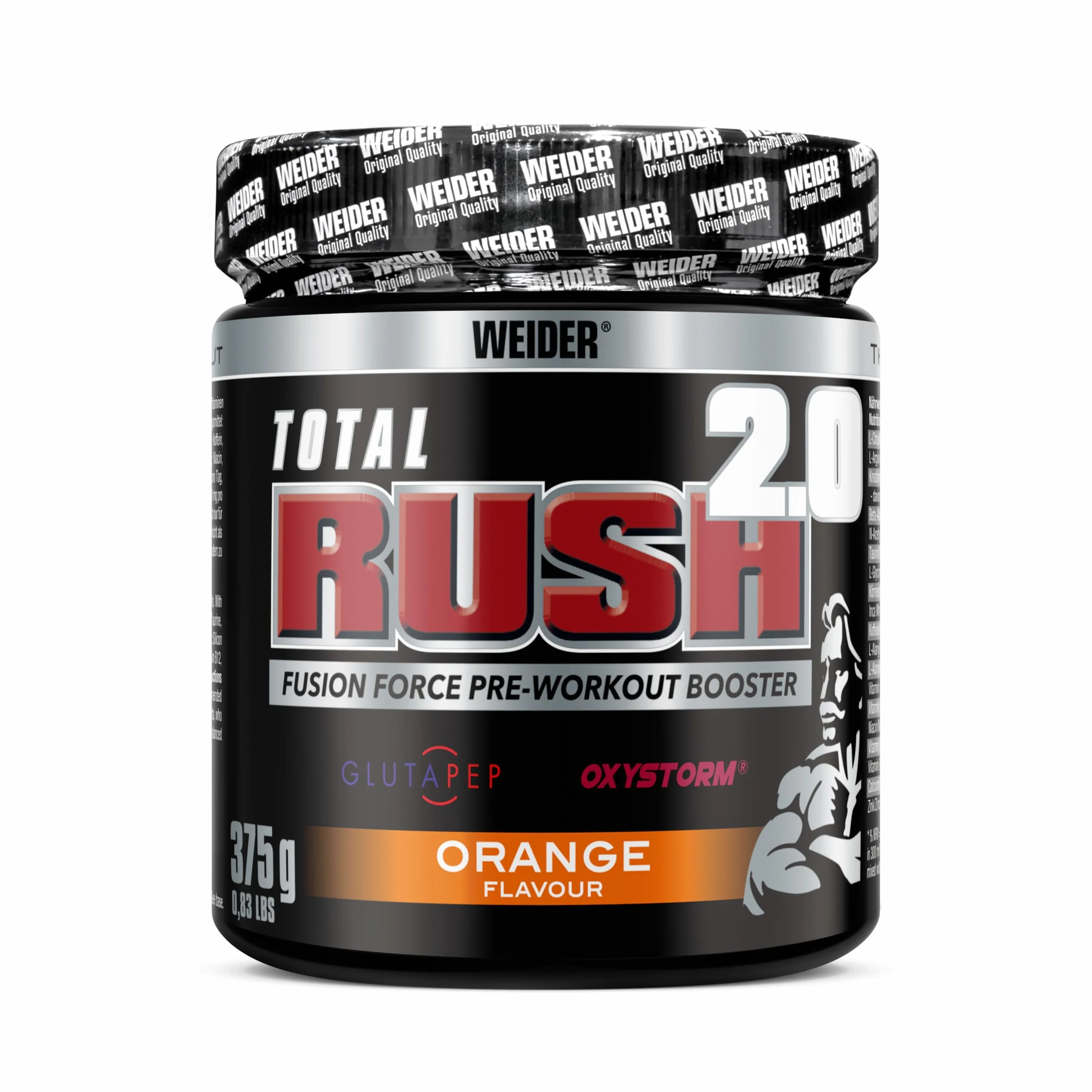 Weider Total Rush 2.0 375 g - Przedtreningówka na Wydajność, Energię i Siłę, Z L-Cytruliną, L-Argininą, Kofeiną i Kreatyną, Smak Pomarańczowy