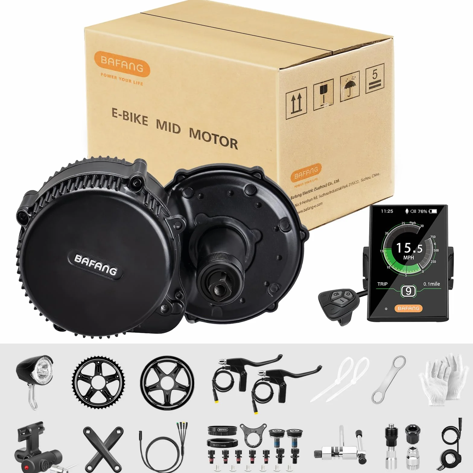 Bafang BBS01B BBS02B BBS HD Zestaw silnika centralnego z wyświetlaczem C18 do roweru górskiego, 68 mm, korby, roweru podmiejskiego