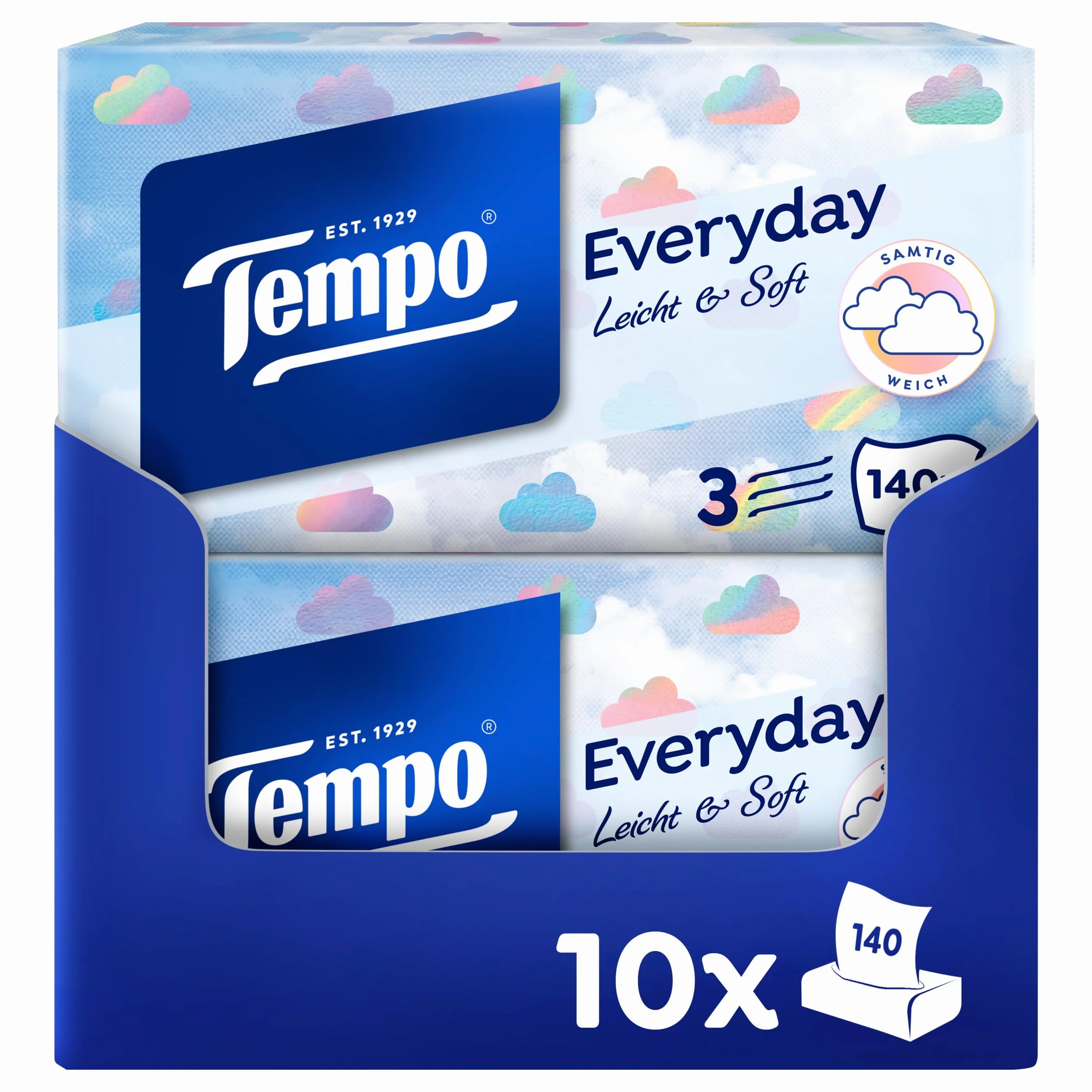 Tempo Ściereczka XXL w pudełku, duże opakowanie jasne 10 sztuk