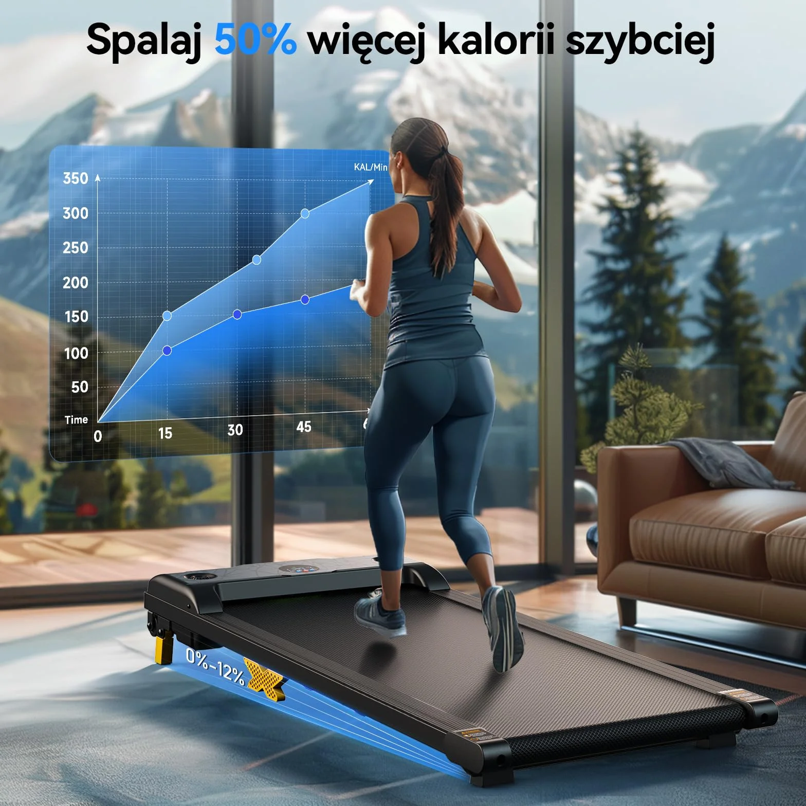 Podkładka do chodzenia z nachyleniem, 2,5 KM, przenośna bieżnia 3 w 1, z pilotem zdalnego sterowania, wyświetlacz LED, ukryty przełącznik bezpieczeństwa, mini maszyna do biegania, do domowego biura