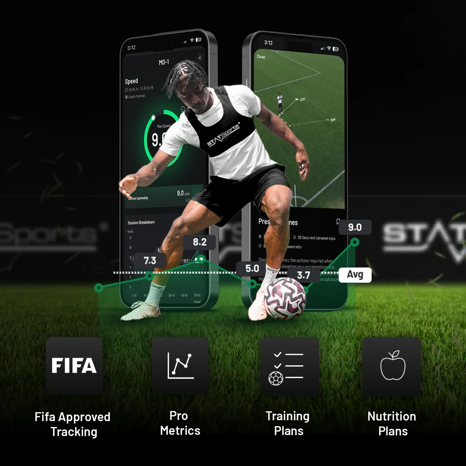 STATSports APEX Kamizelka GPS do Piłki Nożnej Tracker Piłkarski Seria Athlete Śledzi 16 Kluczowych Metryk Dorosły