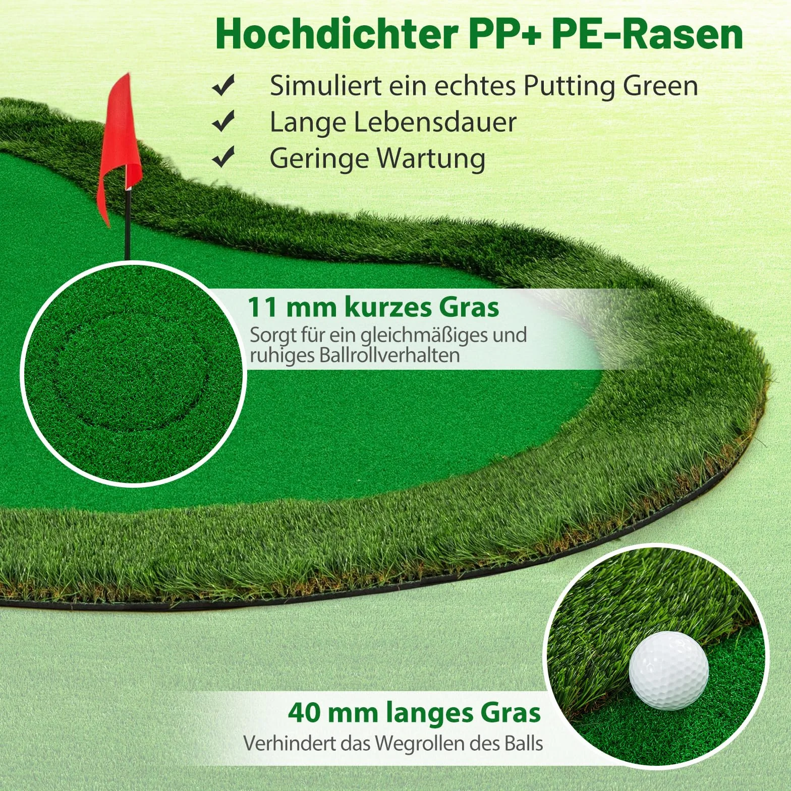 COSTWAY mata do ćwiczeń golfowych 300x150 cm 3 otwory z piłkami