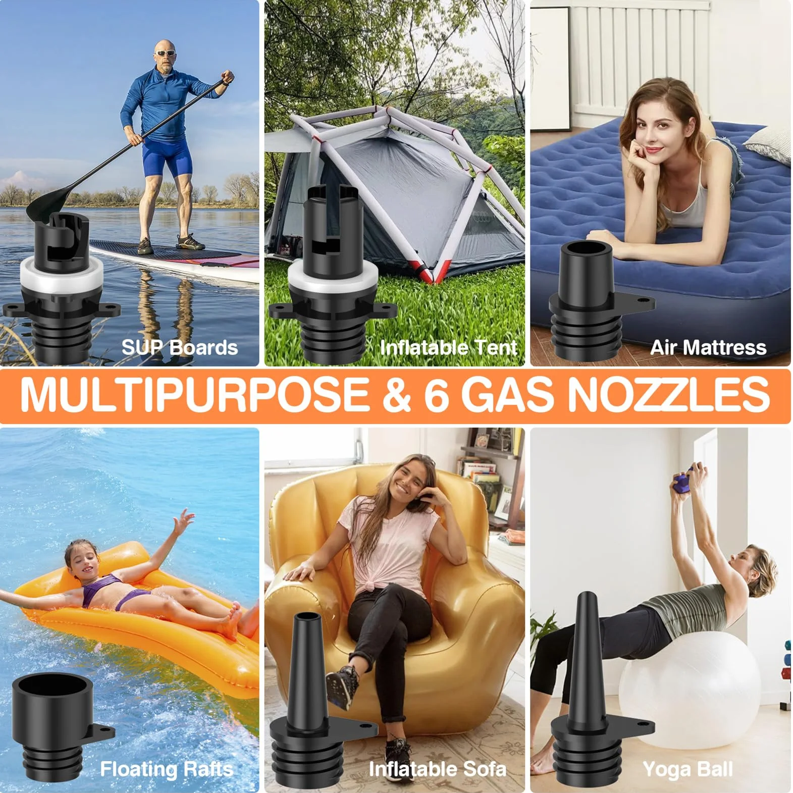 FOWAWU Sup Pump, 20 PSI Pompa do deski SUP z dwuetapowym inteligentnym pompowaniem i odpompowywaniem, automatyczne wyłączanie, pompka powietrzna SUP do pompowania SUP DC 12V złącze samochodowe