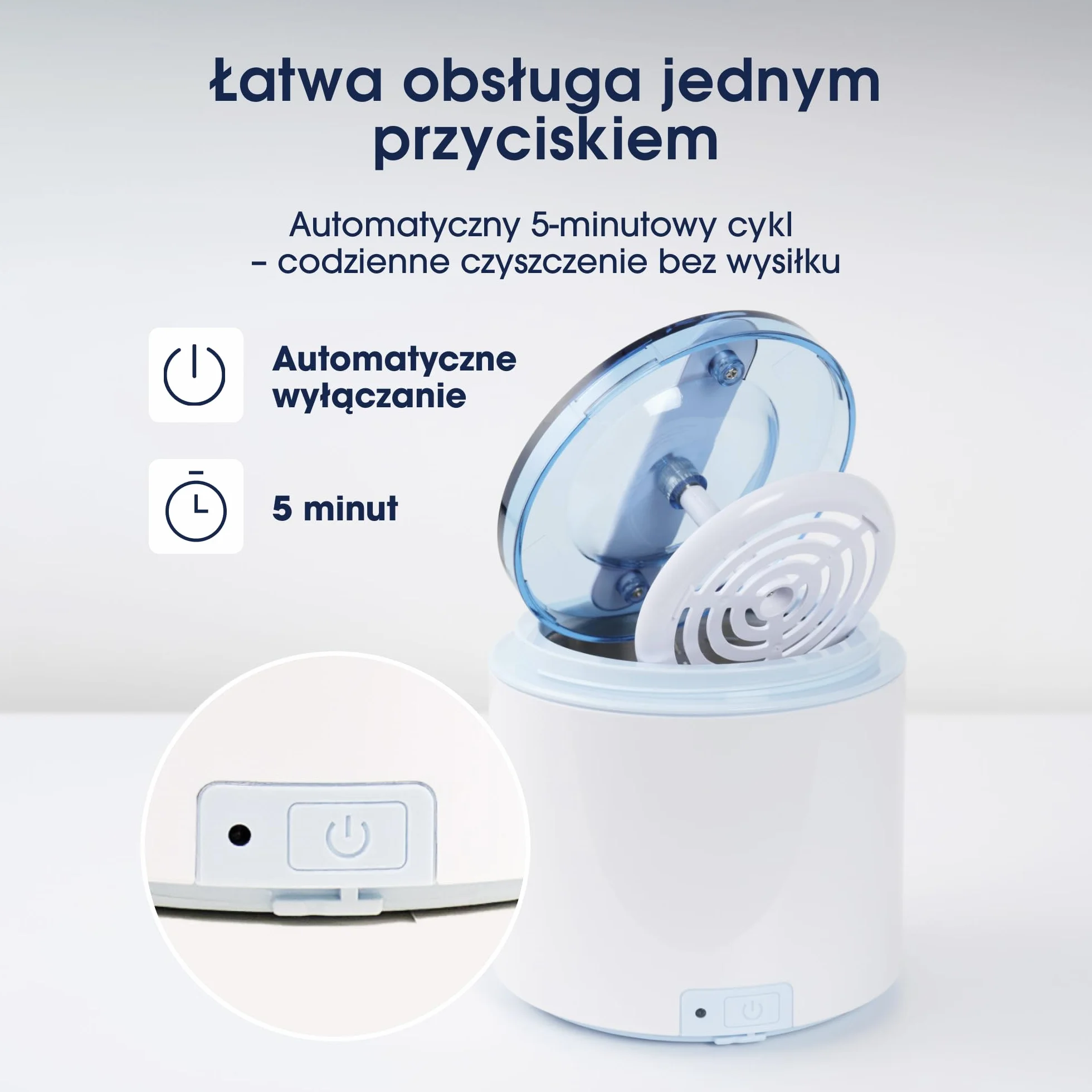 ZENT SoniQWave Myjka ultradźwiękowa do aparatów ortodontycznych, protez, nakładek i biżuterii - Kompaktowa, Technologia czyszczenia 360°, 5-minutowy cykl, Stal nierdzewna