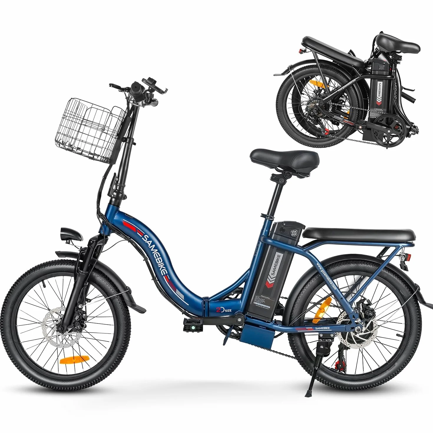 SAMEBIKE 20" Składany Rower Elektryczny, Wymienny Akumulator 36V 12Ah, Mini Elektryczny Rower Miejski Dla Dorosłych