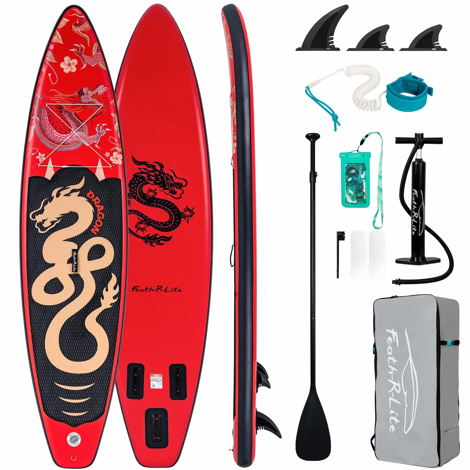 FEATH-R-LITE Nadmuchiwane Stand Up Paddle Board Sup Paddle Board Z Pompą Ręczną, Plecak, Regulowane Paddle Board, Dla Dorosłych, Młodzież Na Wszystkich Poziomach Umiejętności