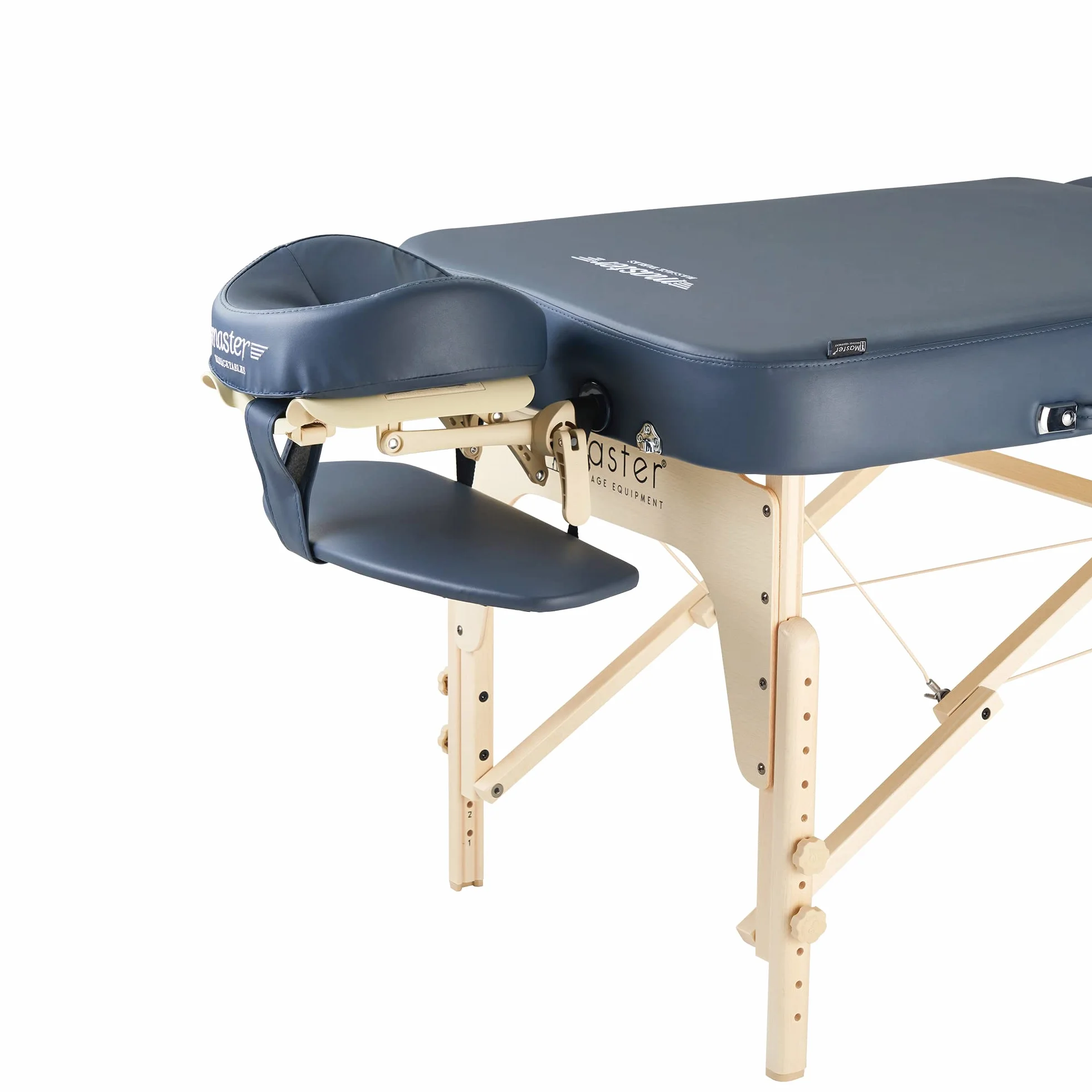 MASTER MASSAGE EQUIPMENT Phoenix Mobil składany leżak do masażu, 71 cm, zintegrowany system ogrzewania, łóżko do masażu, leżanka kosmetyczna, drewno i stół do noszenia, królewski błękit, średni