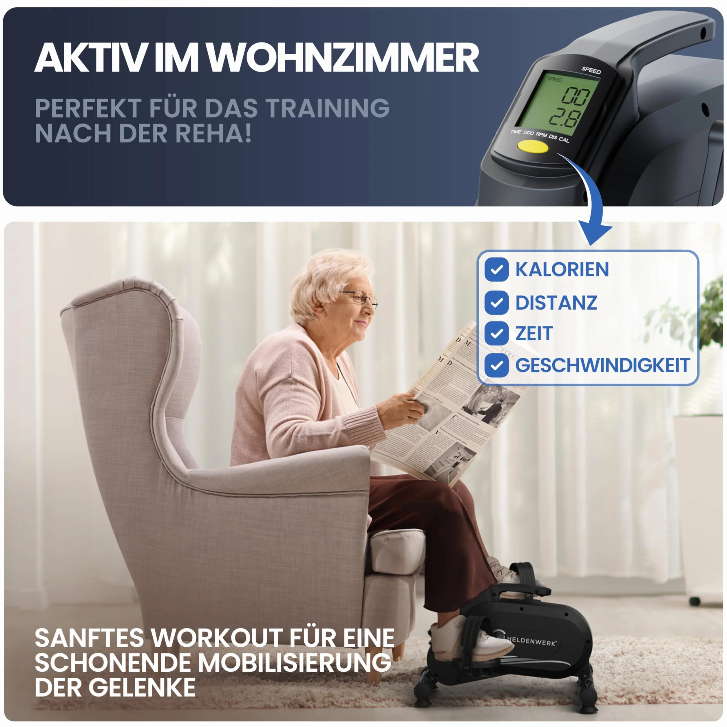 HELDENWERK Pro Trainer trener ramion i nóg dla seniorów