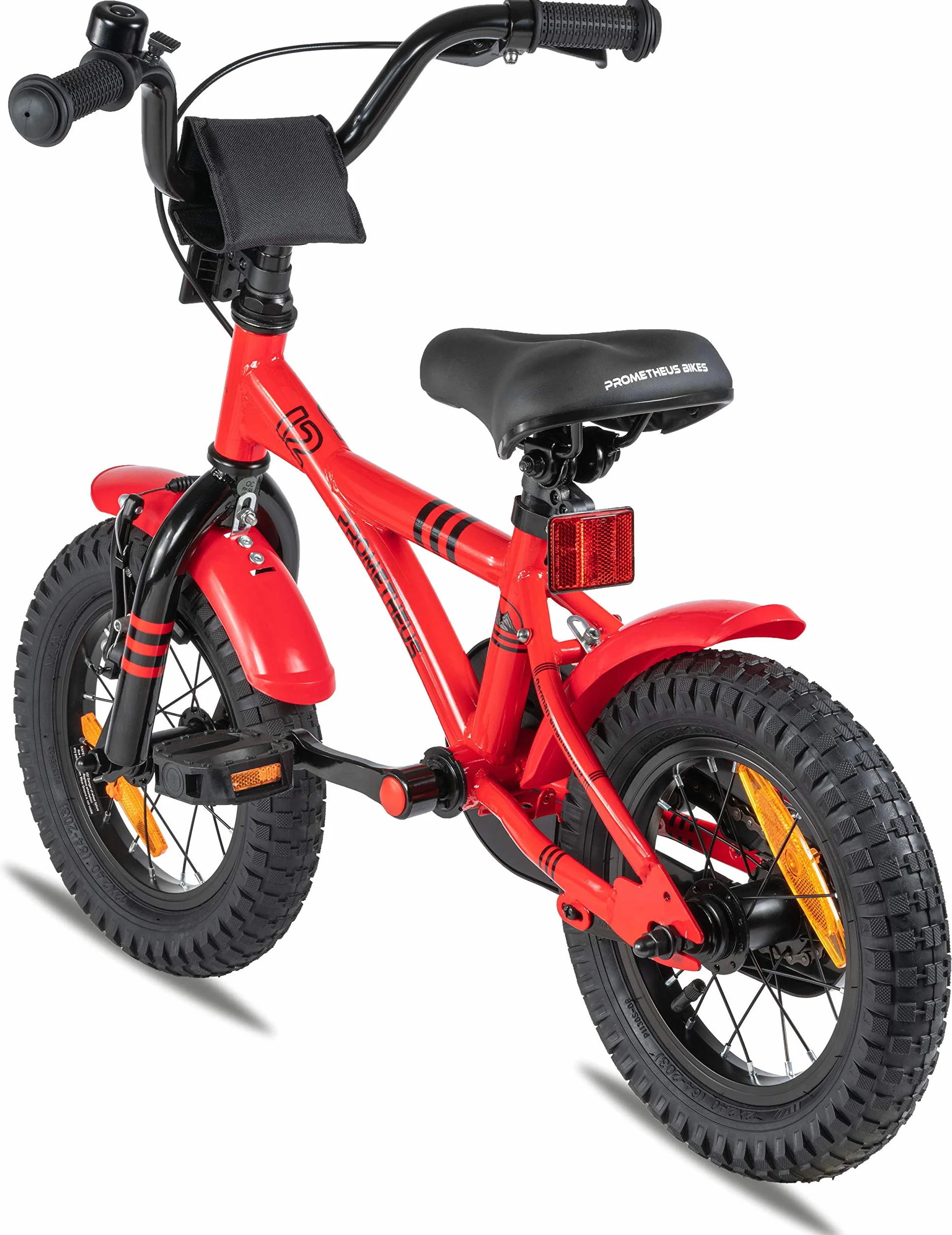 Prometheus rower dziecięcy, 12", dla chłopców i dziewcząt w wieku od 3 lat, model BMX, model 2021, czerwono-czarny