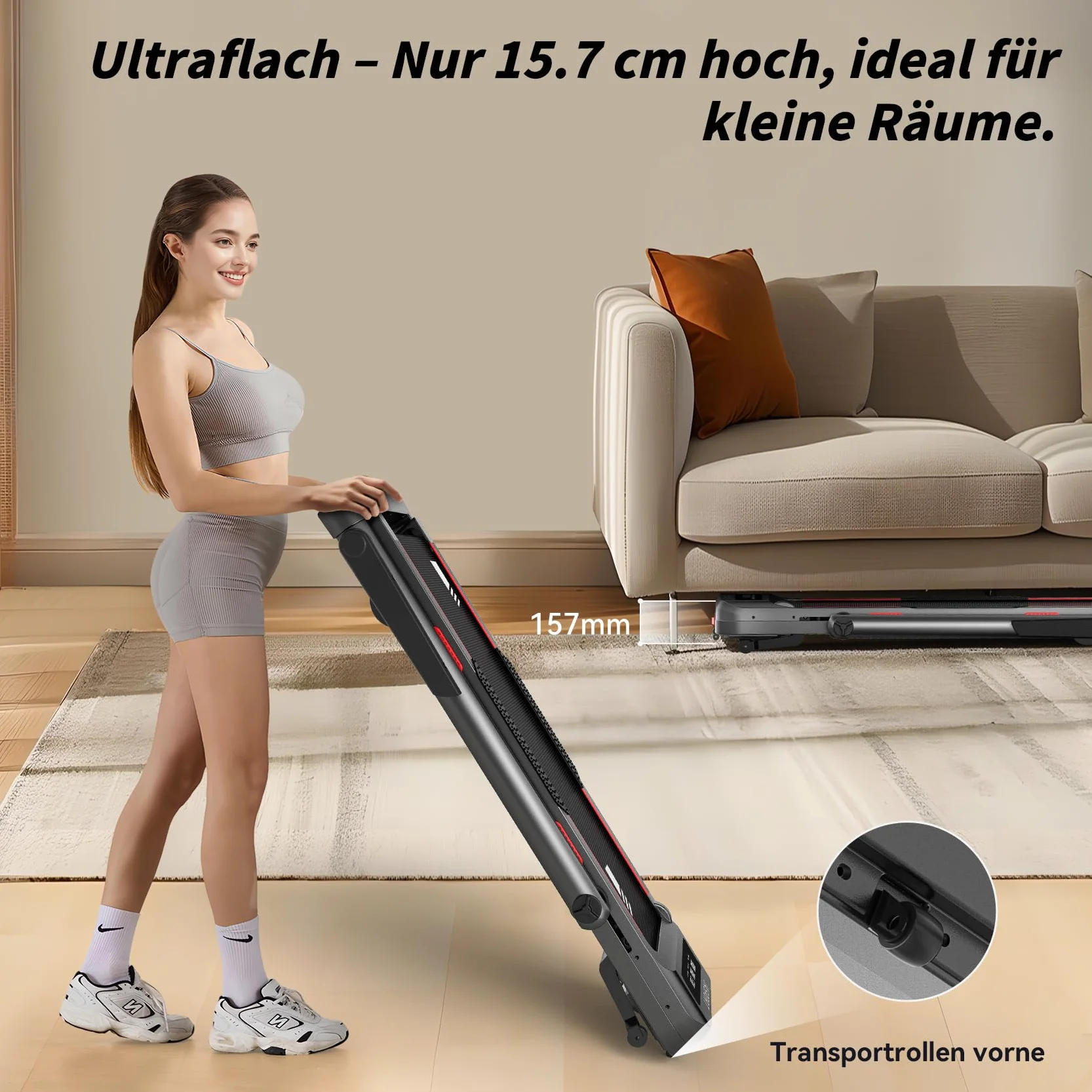 GL3H Bieżnia Składana 12° Nachylenie 2w1 Panel Chodzenia 14 km/h 3.0 KM Silnik Cichy 18 Programów Sterowanie Dotykowe Bluetooth