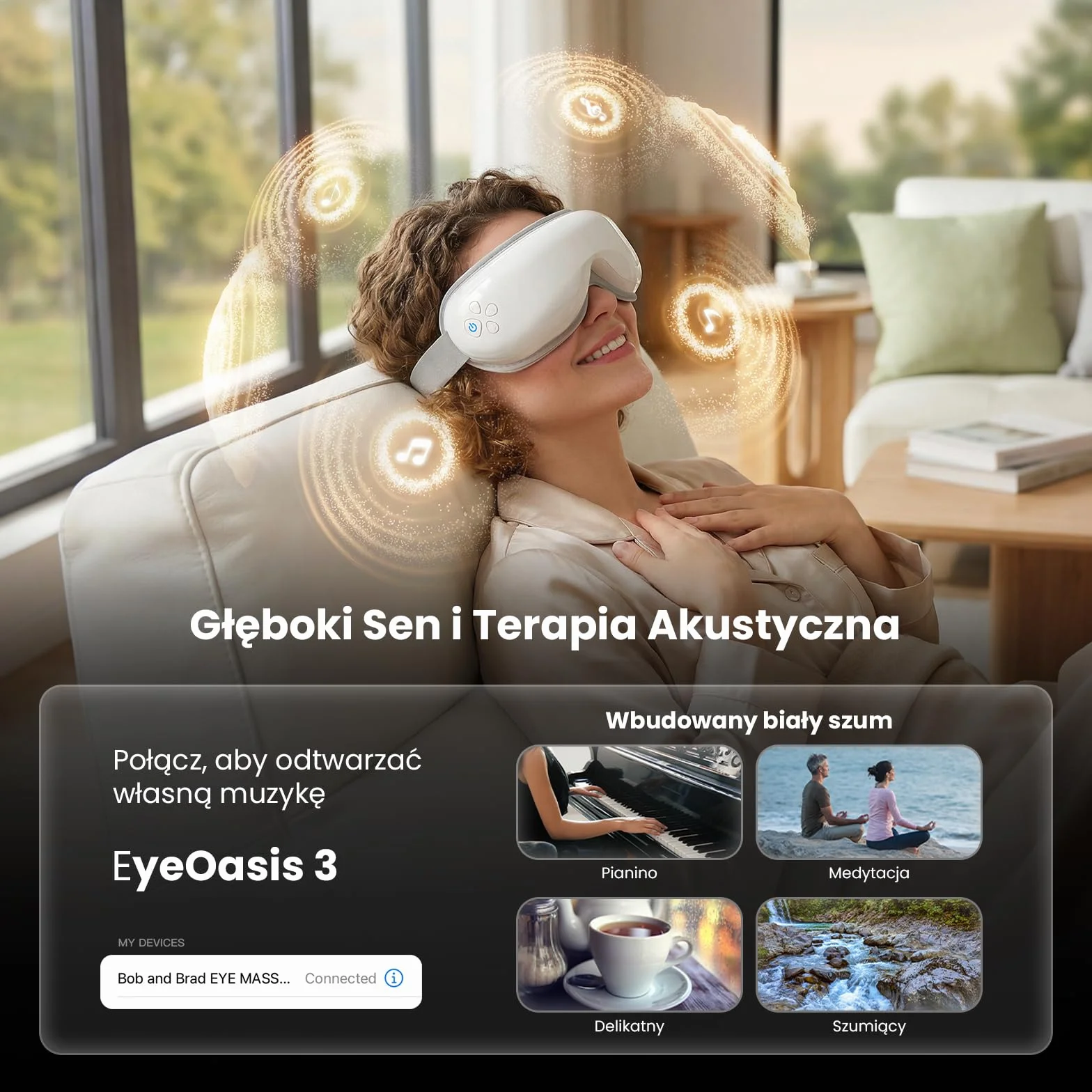 Bob and Brad EyeOasis 3 masażer do oczu z funkcją podgrzewania i chłodzenia, kompresją i muzyką, inteligentna maska na oczy dla zmęczonych i suchych oczu, prezent dla kobiet i mężczyzn