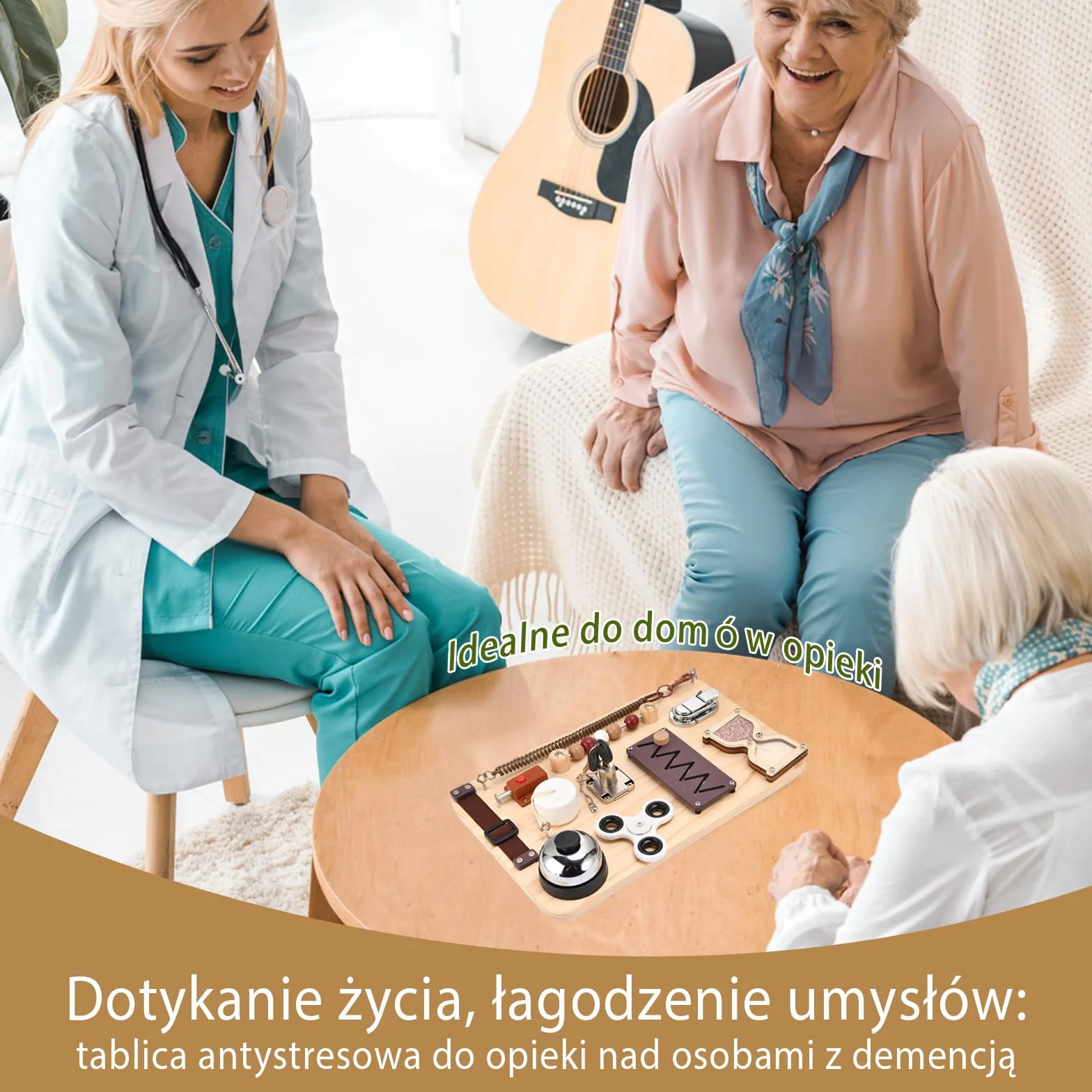 Tablica manipulacyjna Fidget dla dorosłych z demencją, Alzheimerem, ADHD i autyzmem – trening pamięci, zabawka sensoryczna Montessori.