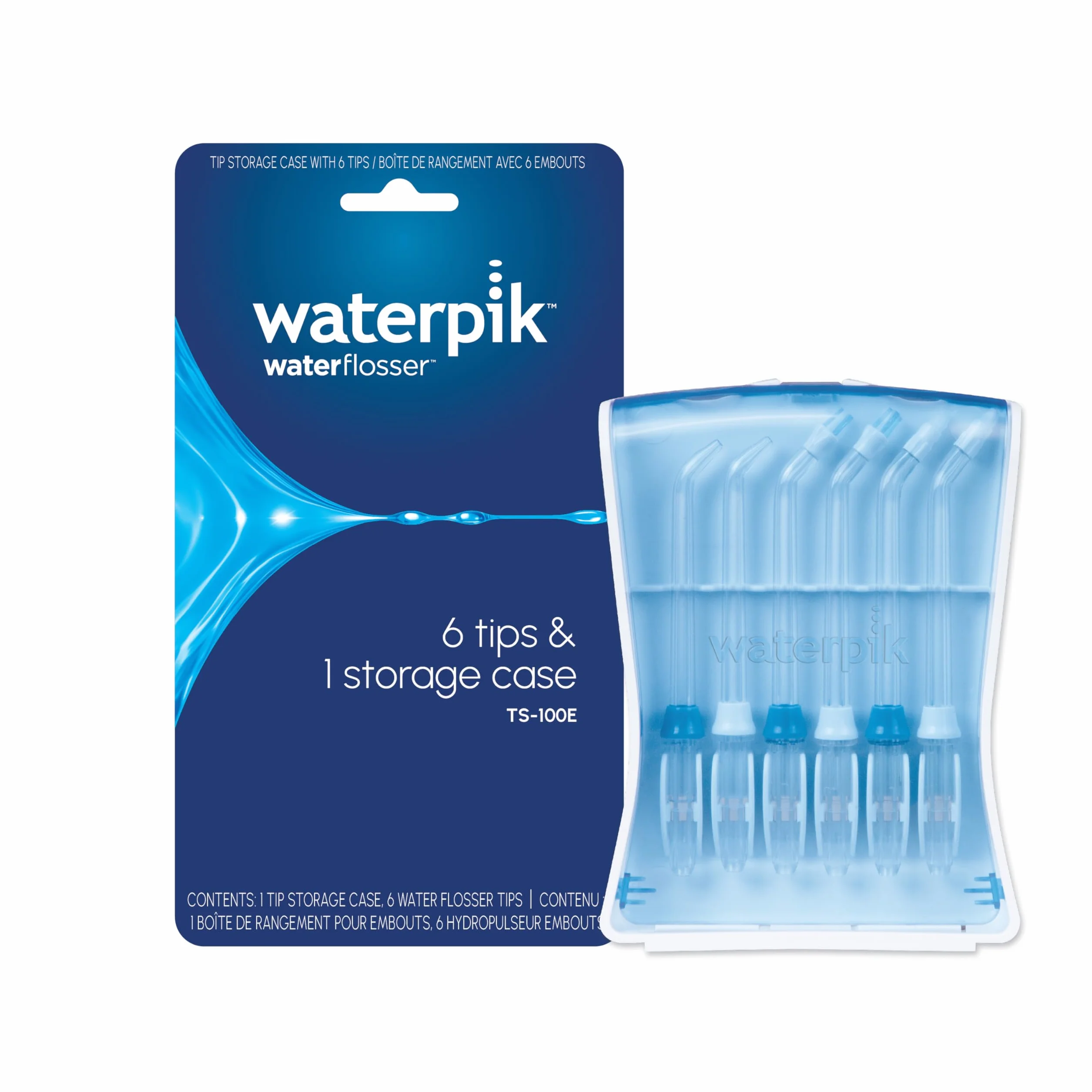 Waterpik, Zestaw 6 Końcówek Wymiennych do Irygatora Waterpik, Klasyczne, Ortodontyczne, do Uzupełnień Protetycznych, Poręczne, Higieniczne Etui